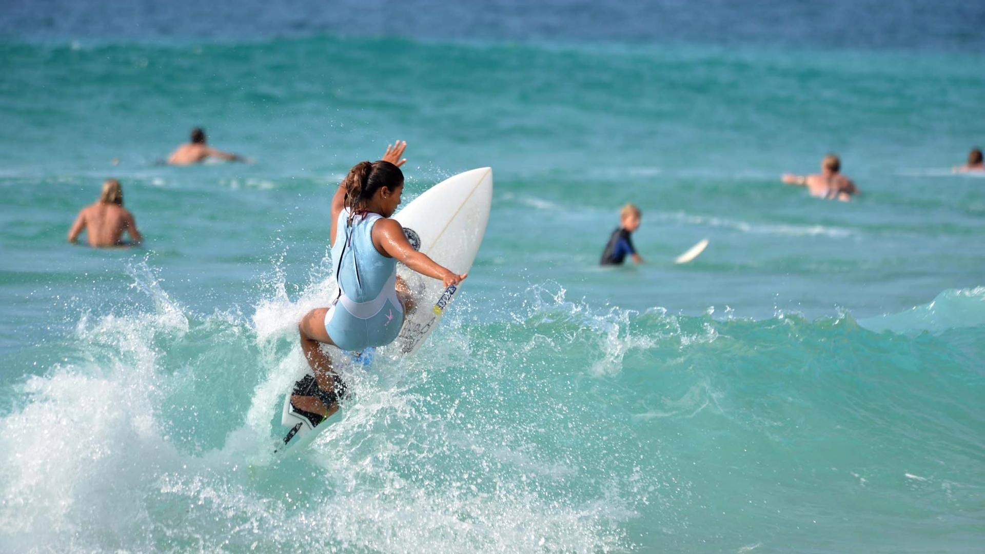 Surfing: Recreational outdoor activity and sport in the Hawaiian Islands, Water sports. 1920x1080 Full HD Wallpaper.