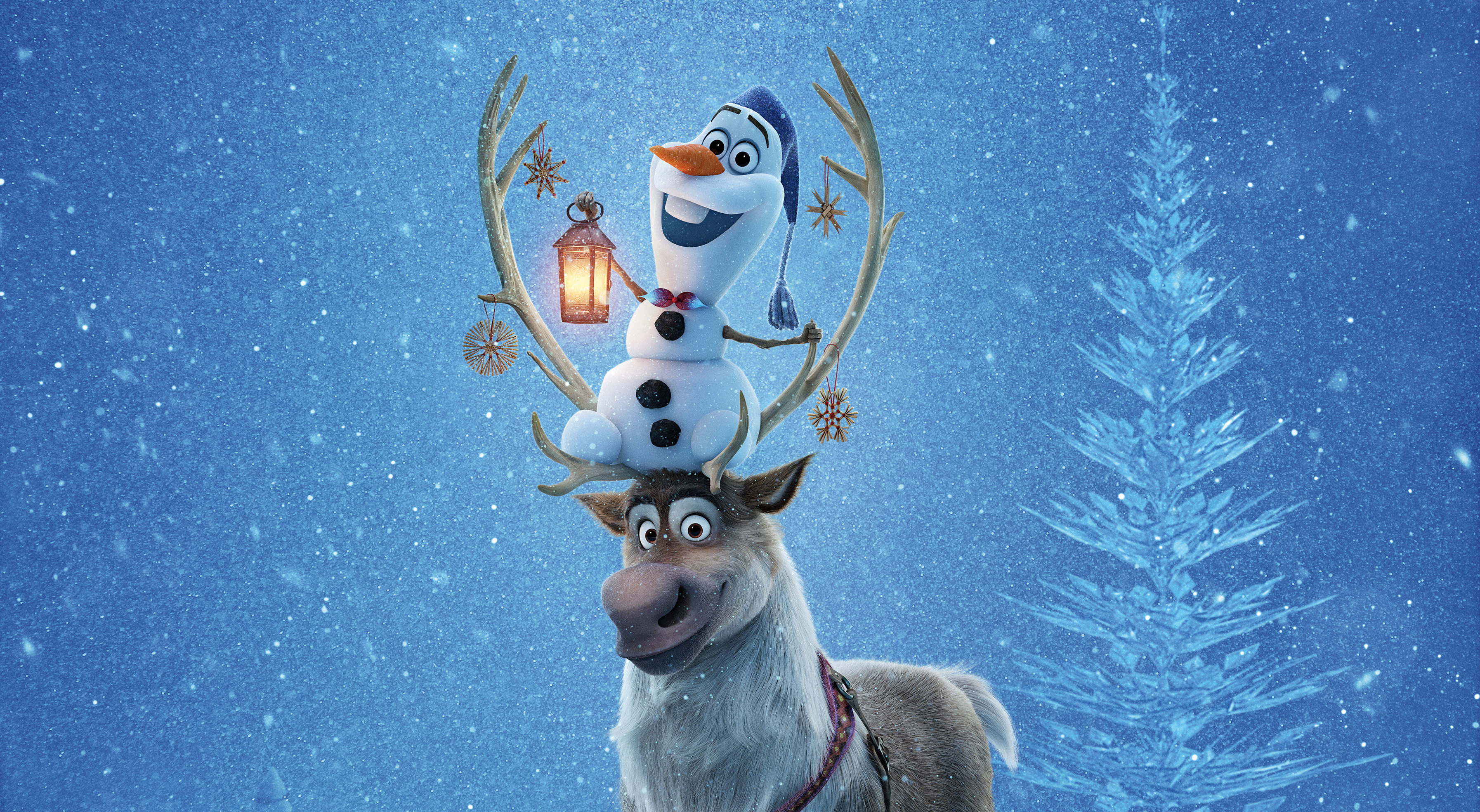 Olaf, Frozen spin-off, Festive tale, Heartwarming story, 3590x1970 HD Desktop