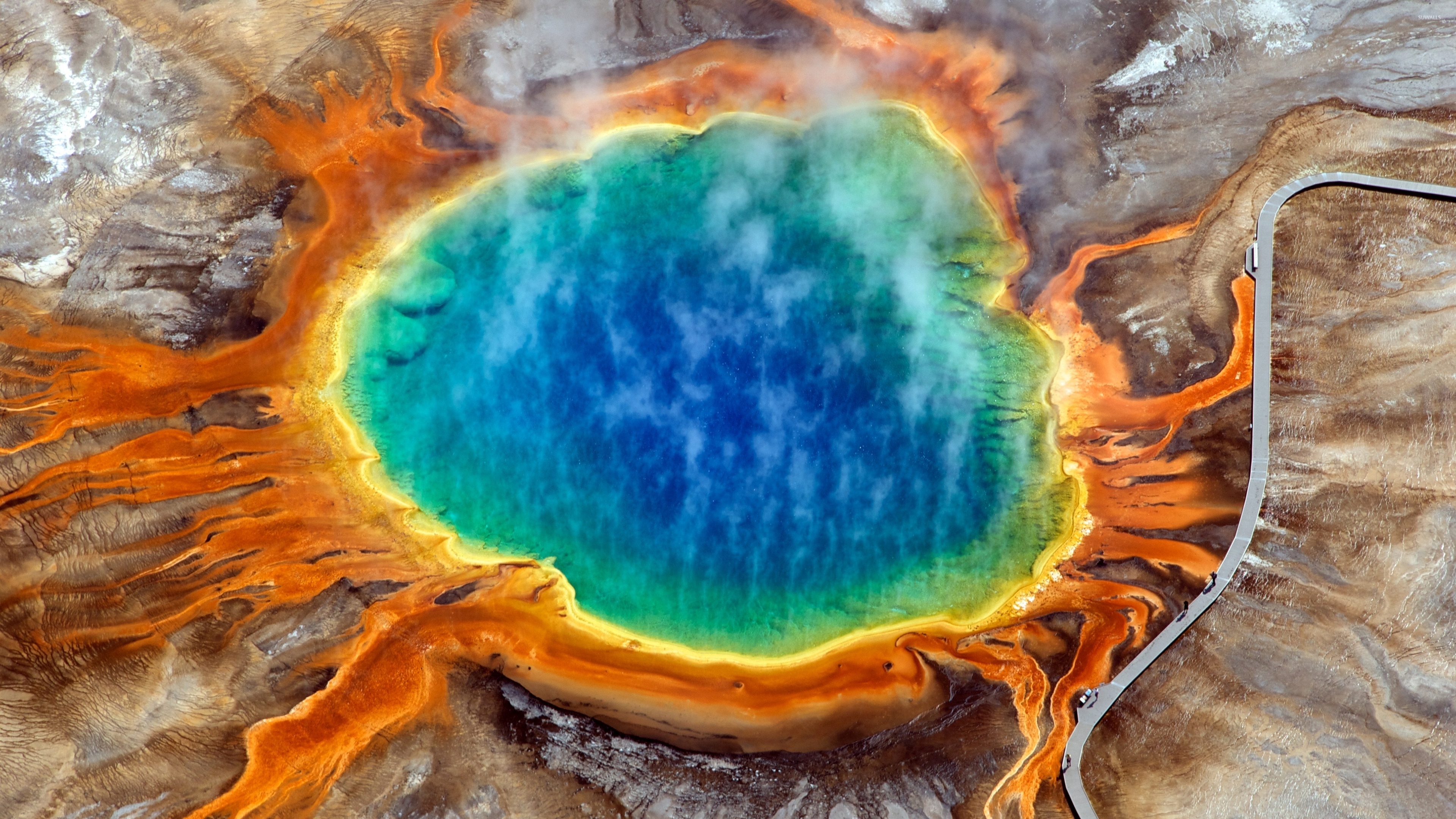 Yellowstone National Park, Grand prismatic spring, Nature's marvel, Wallpaper wonder, 3840x2160 4K Desktop