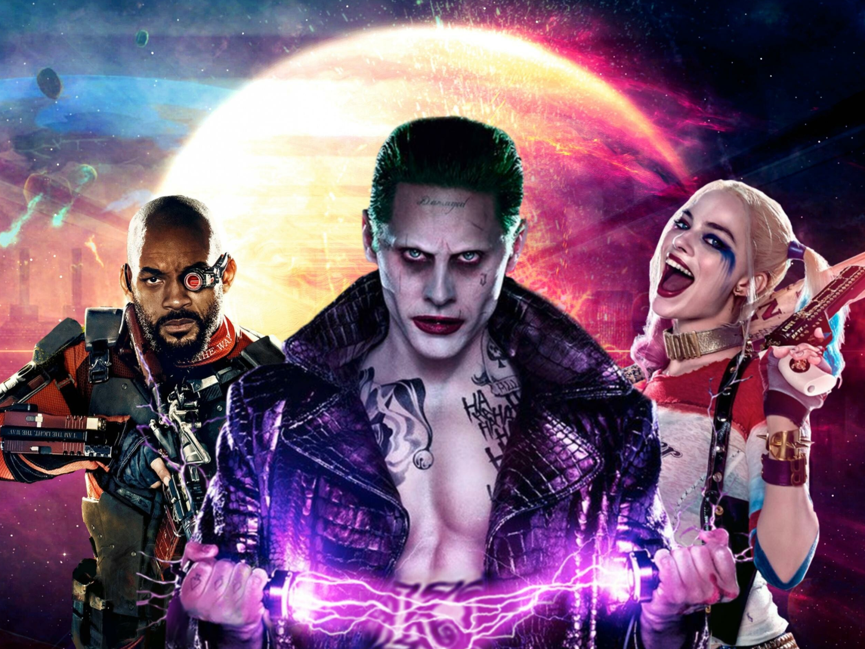 Suicide Squad: The film was written and directed by David Ayer and stars an ensemble cast led by Will Smith, Jared Leto, Margot Robbie, Joel Kinnaman, Viola Davis, Jai Courtney, Jay Hernandez, Adewale Akinnuoye-Agbaje, Ike Barinholtz, Scott Eastwood, and Cara Delevingne. 2800x2100 HD Wallpaper.