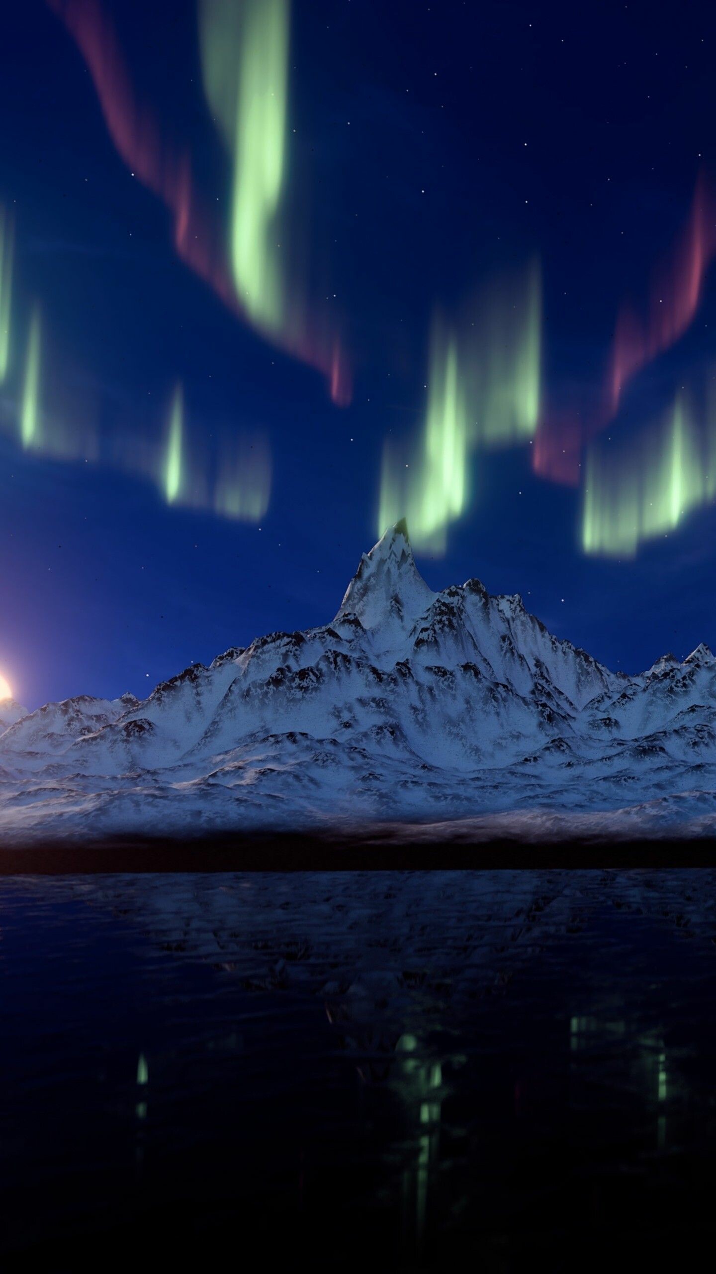 Aurora Borealis: Polar Lights, Northern Hemisphere, Natural environment. 1440x2560 HD Background.
