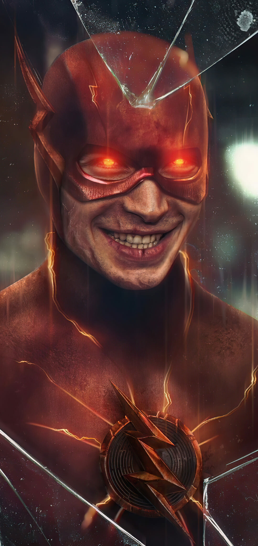 The Flash (2022): A member of the Justice League who can move at superhuman speeds using the Speed Force. 1080x2280 HD Background.