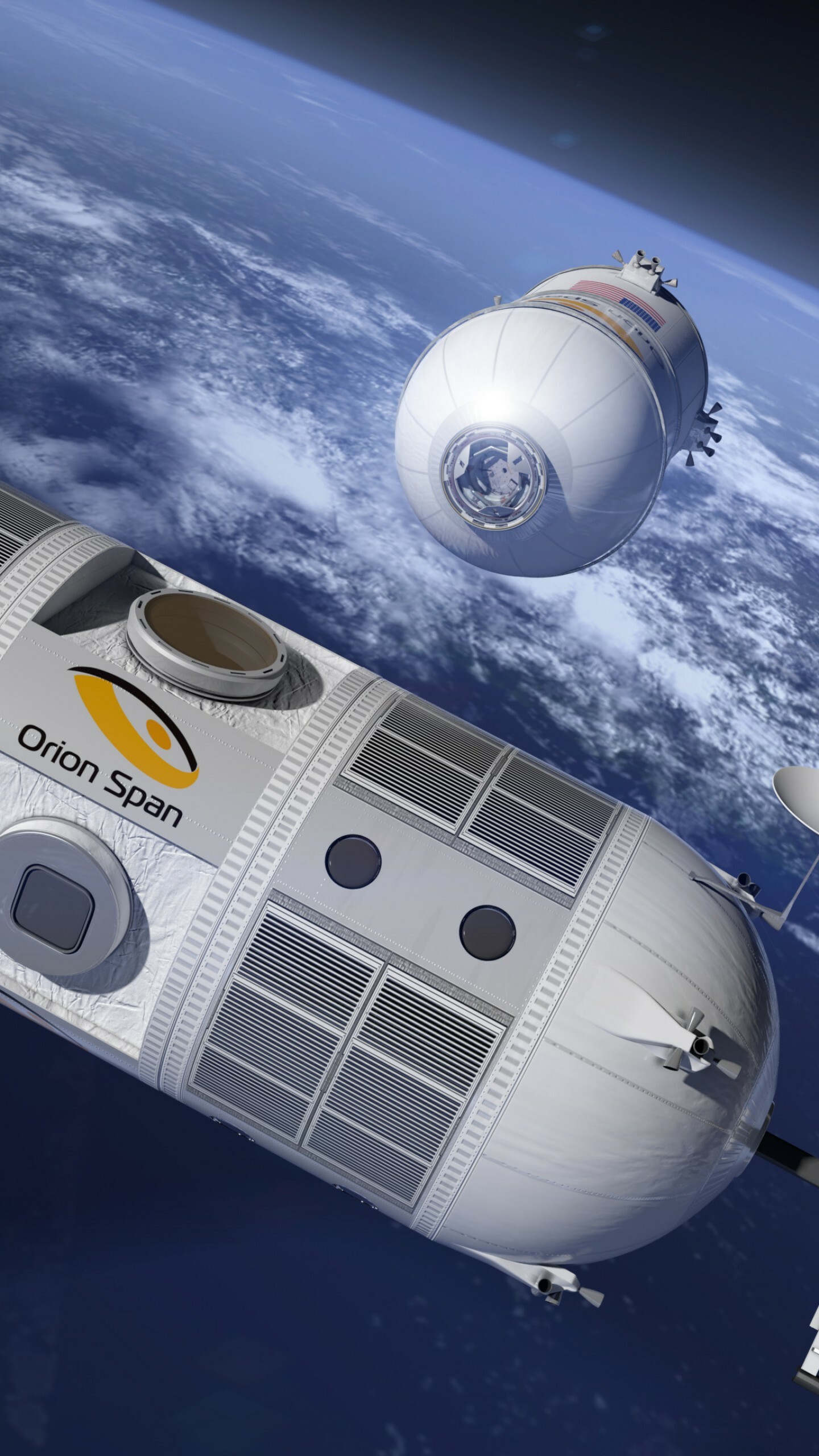 Space Tourism: The Aurora Station, Orion Span, The commercial station on the low Earth orbit. 1440x2560 HD Background.