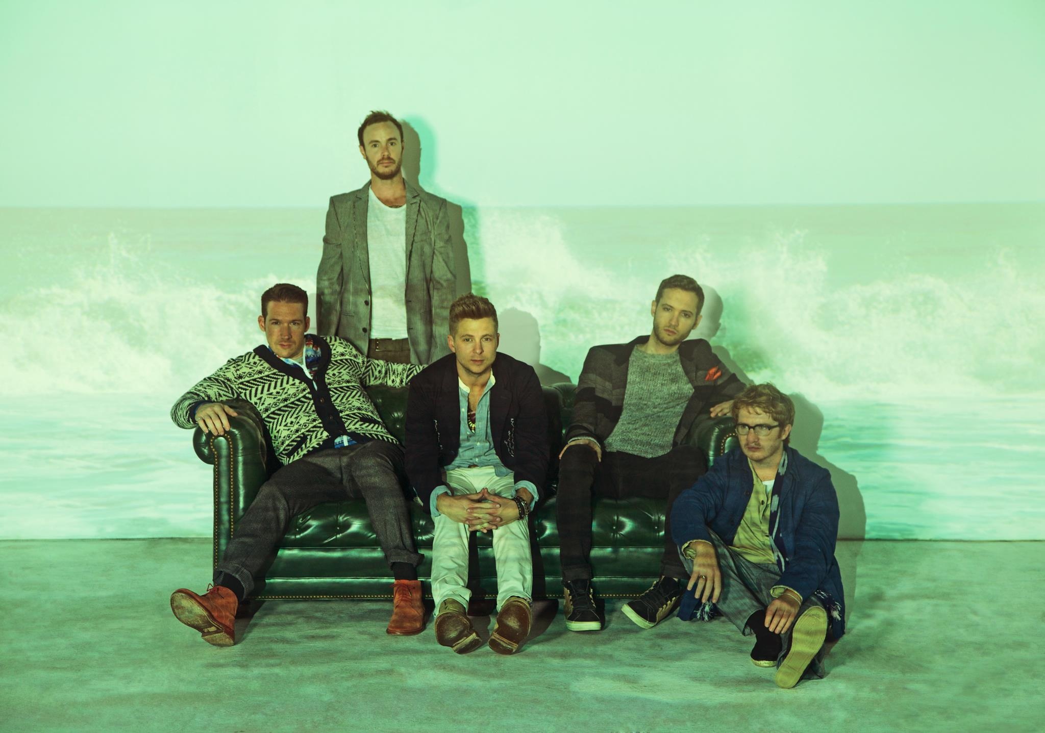 OneRepublic: Ryan Tedder, Zach Filkins, Drew Brown, Brent Kutzle, Eddie Fisher and Brian Willett. 2050x1440 HD Background.