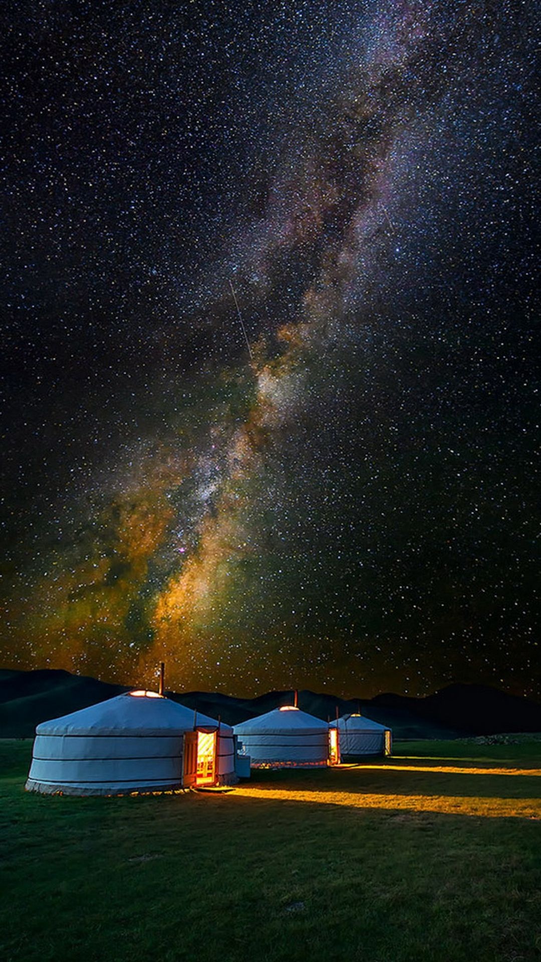 Mongolian yurt camp, Milky Way stars, Night sky photos, Captivating night scenery, 1080x1920 Full HD Phone