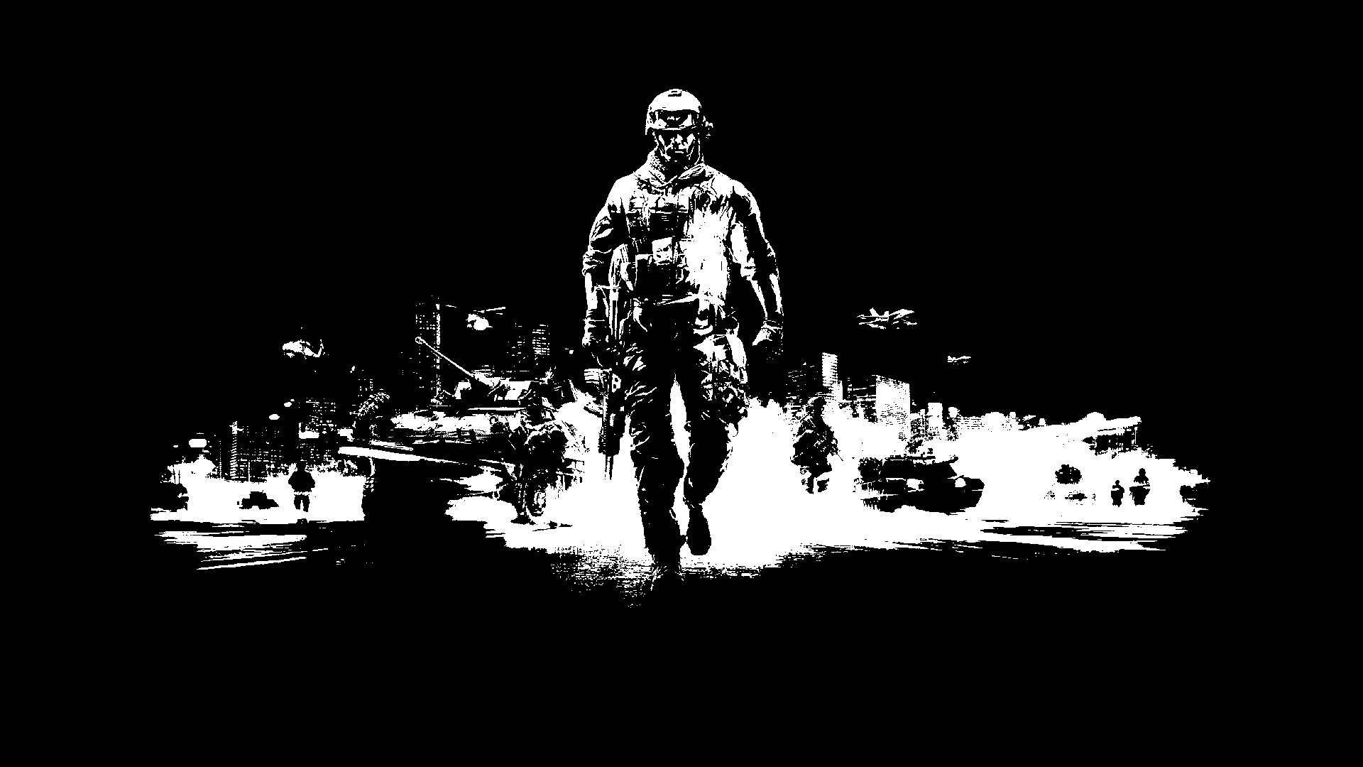 Battlefield 3: Mission-based gameplay, Monochrome. 1920x1080 Full HD Background.