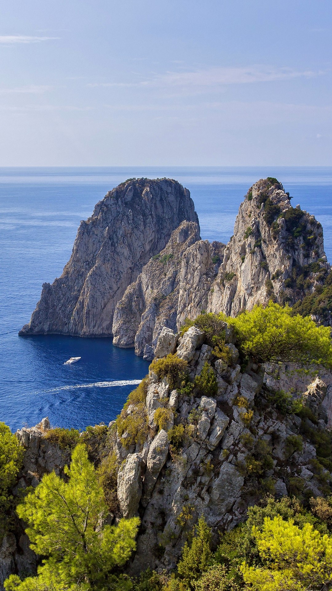 Capri Island, Faraglioni rocks, Gulf of Naples, Natural wonders, 1080x1920 Full HD Handy