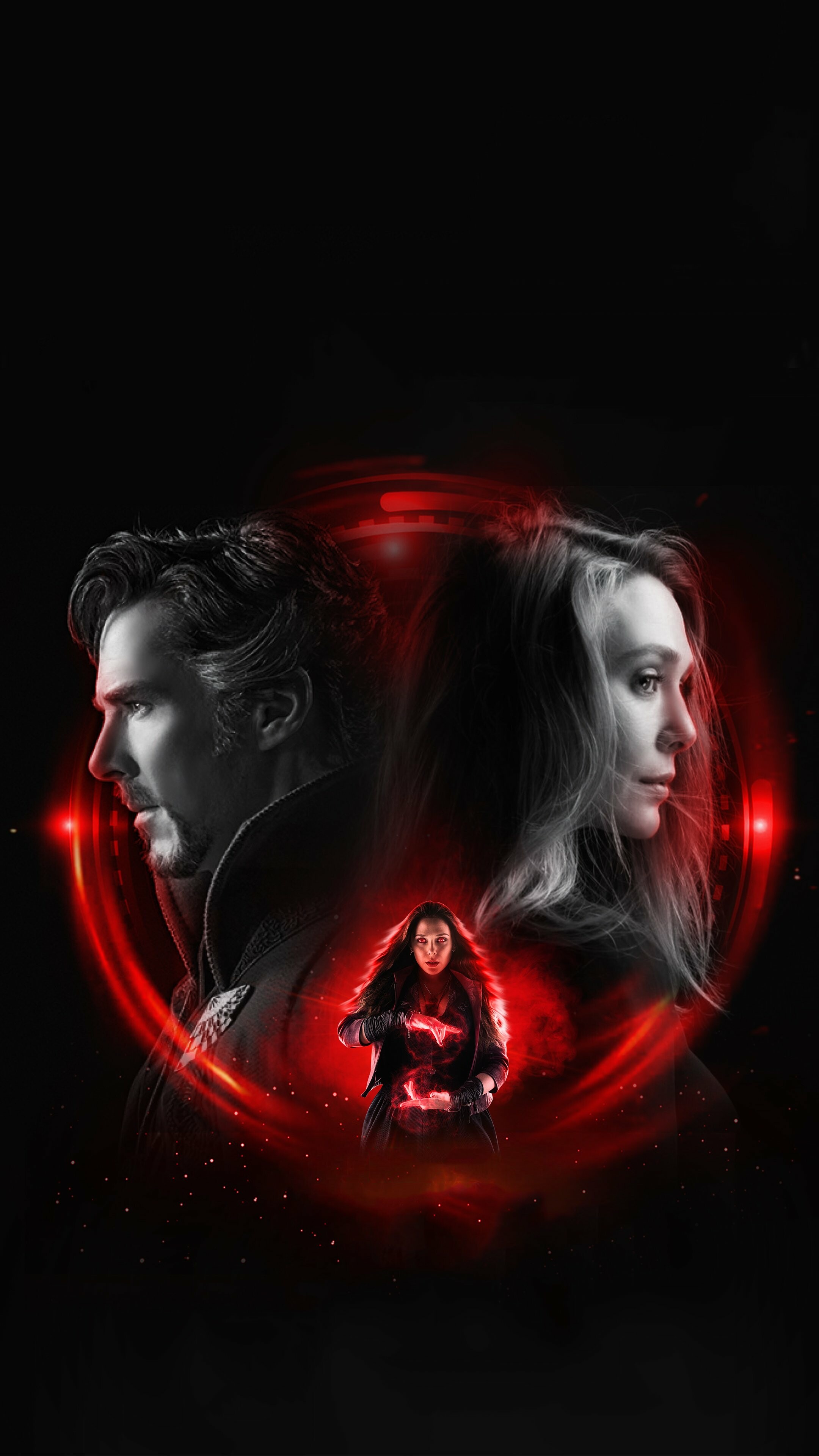Doctor Strange in the Multiverse of Madness: Benedict Cumberbatch and Elizabeth Olsen, 2022 movie. 2160x3840 4K Background.