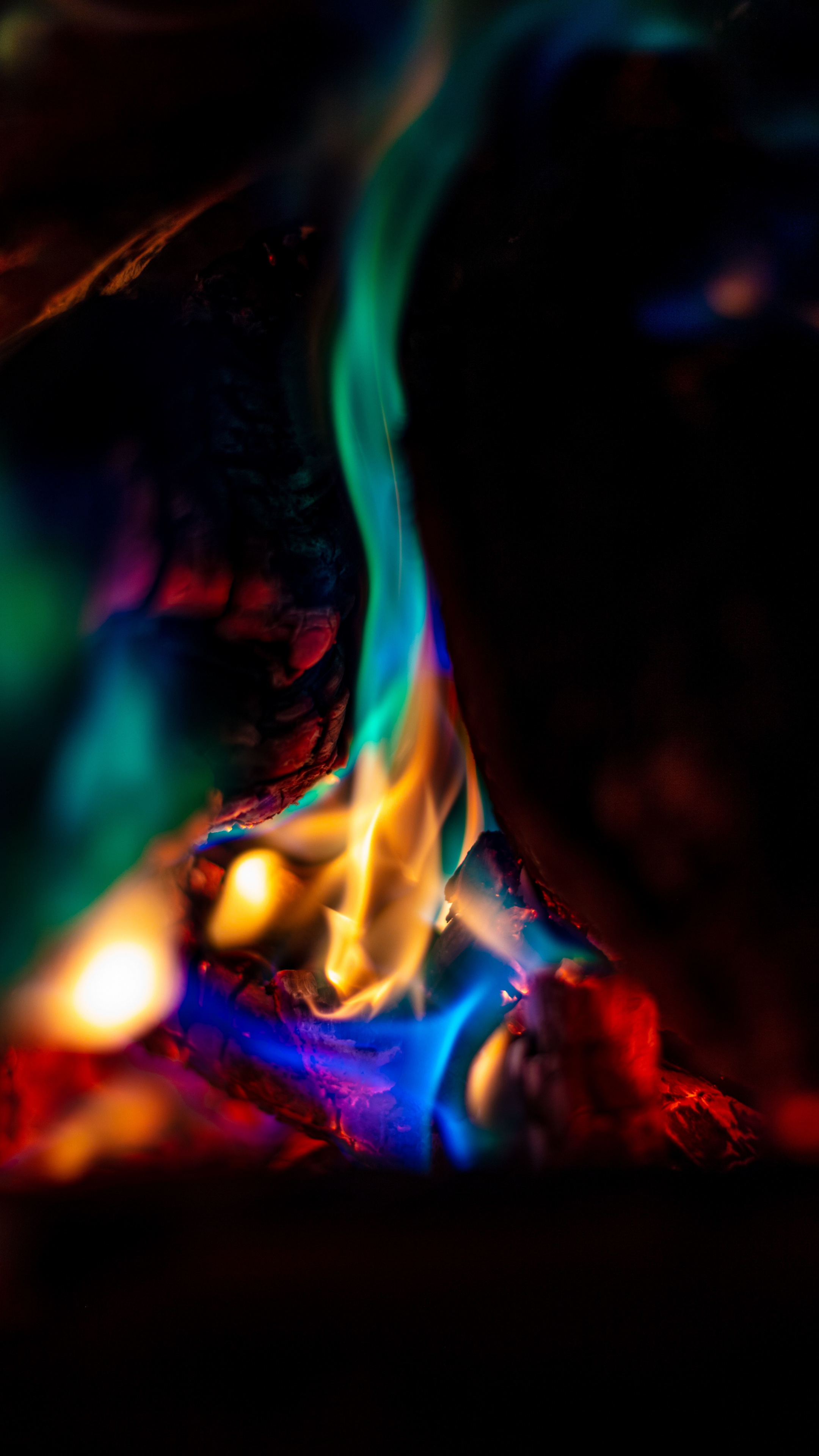 Colorful flame, Vibrant energy, Dazzling colors, Fiery intensity, Visual spectacle, 2160x3840 4K Handy