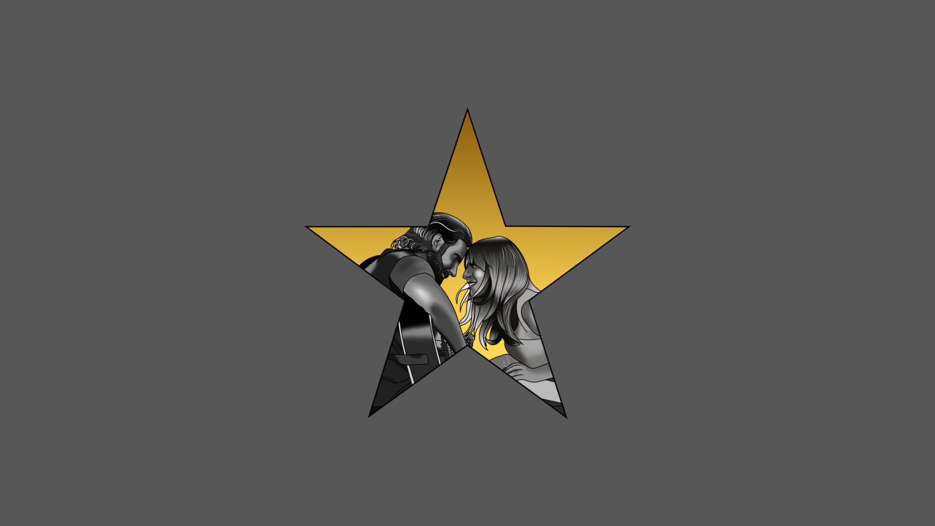 A Star Is Born: Seasoned musician Jackson Maine (Bradley Cooper), Lady Gaga, Illustration. 1920x1080 Full HD Wallpaper.
