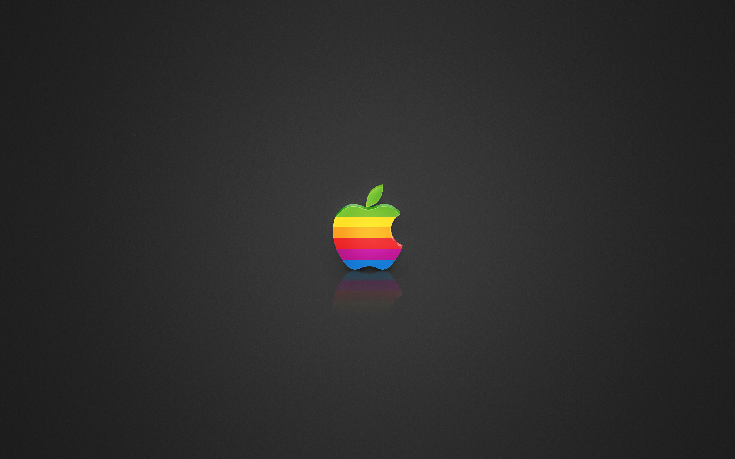 Apple Logo: The iconic emblem, Designed by Rob Janoff, 1977, A horizontal rainbow pattern. 2560x1600 HD Wallpaper.
