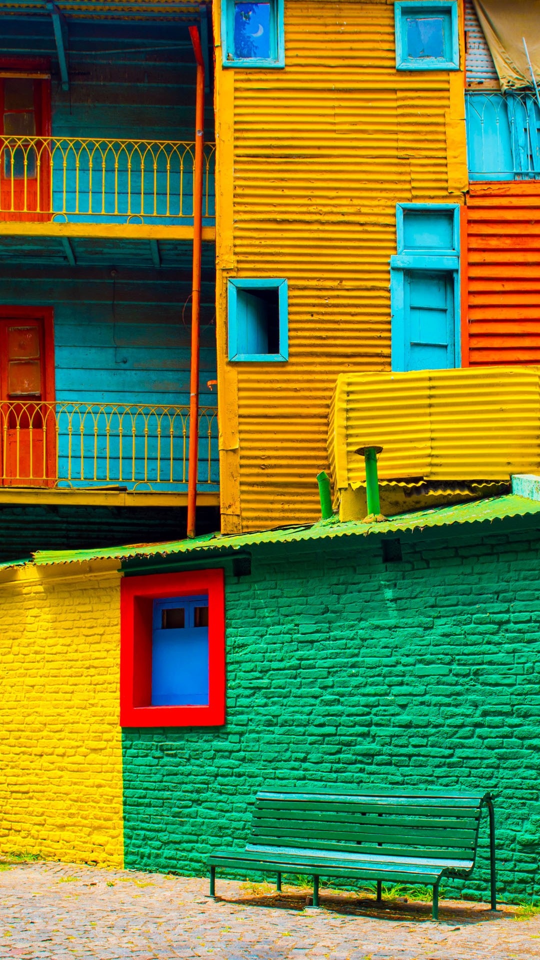 La Boca view, Colorful building, City center, Argentina, 1080x1920 Full HD Phone