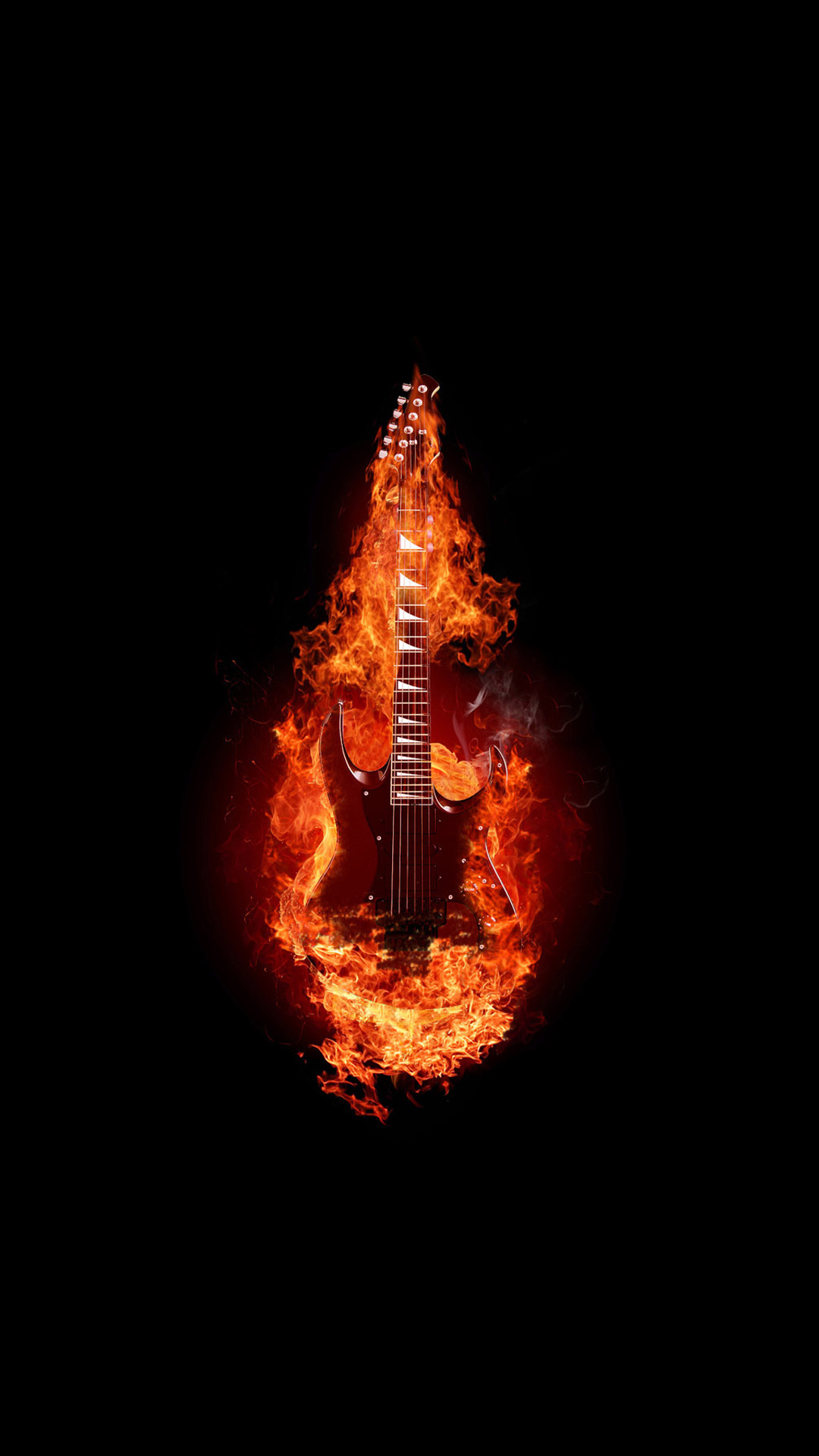 Guitar on fire, Musical inferno, Electric strings, Fiery passion, 1080x1920 Full HD Phone