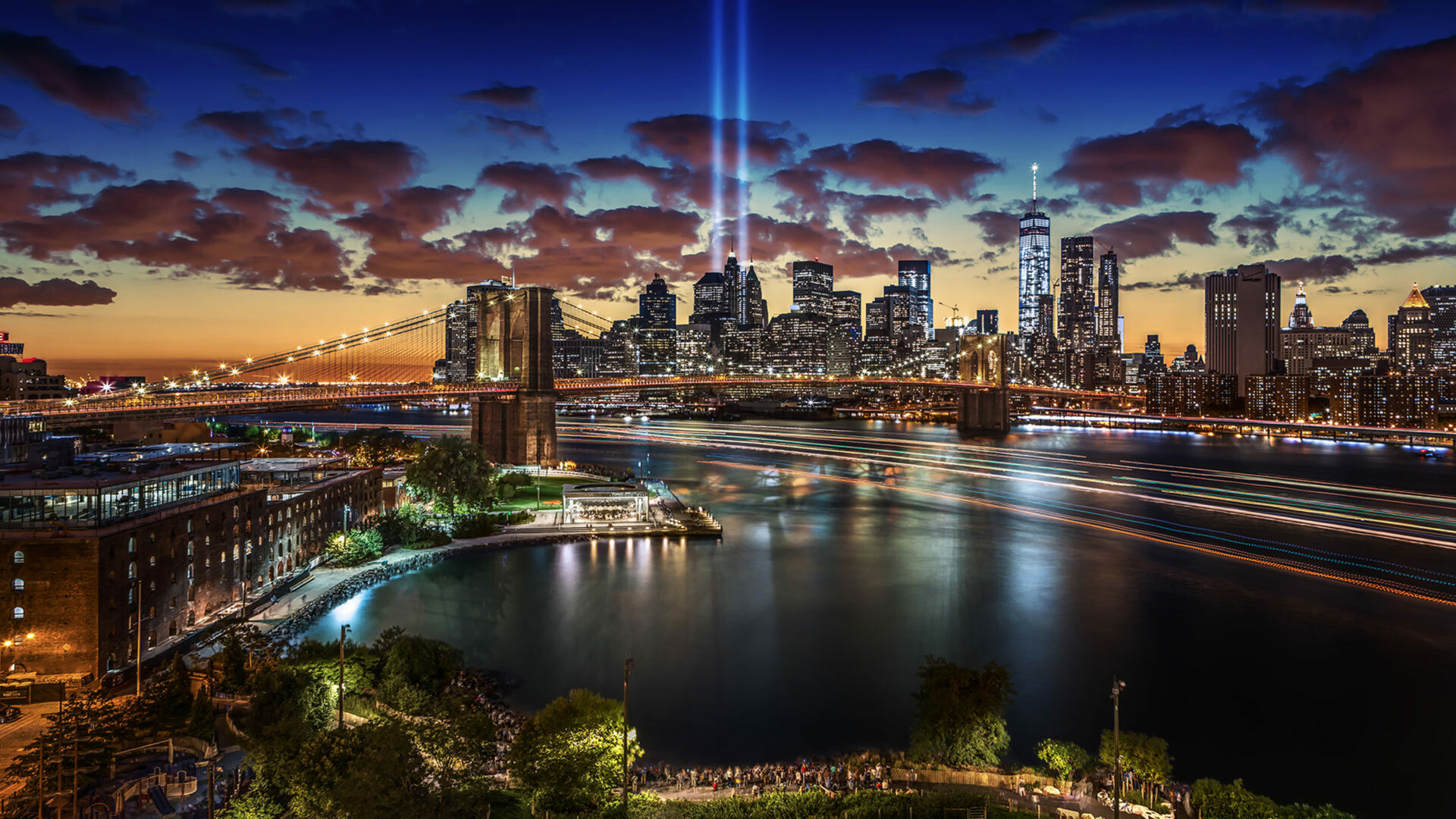 United States: Manhattan Bridge, New York, USA. 1920x1080 Full HD Background.