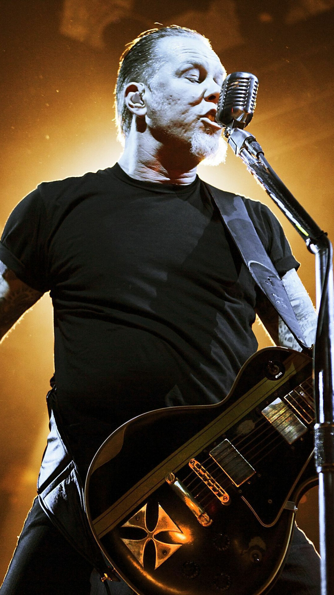 Metallica: James Hetfield, The lead vocalist, rhythm guitarist. 1080x1920 Full HD Background.