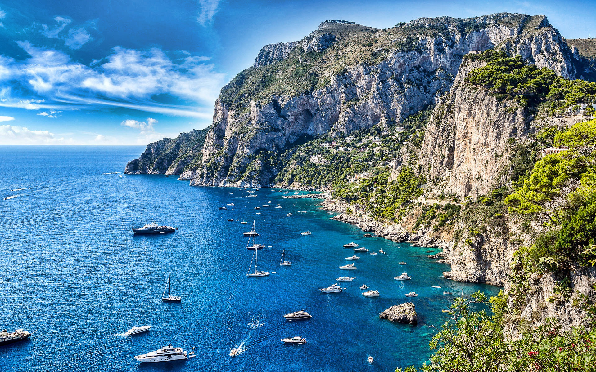 Capri Italian island, Tyrrhenian Sea, Campania, Summer travel, 1920x1200 HD Desktop