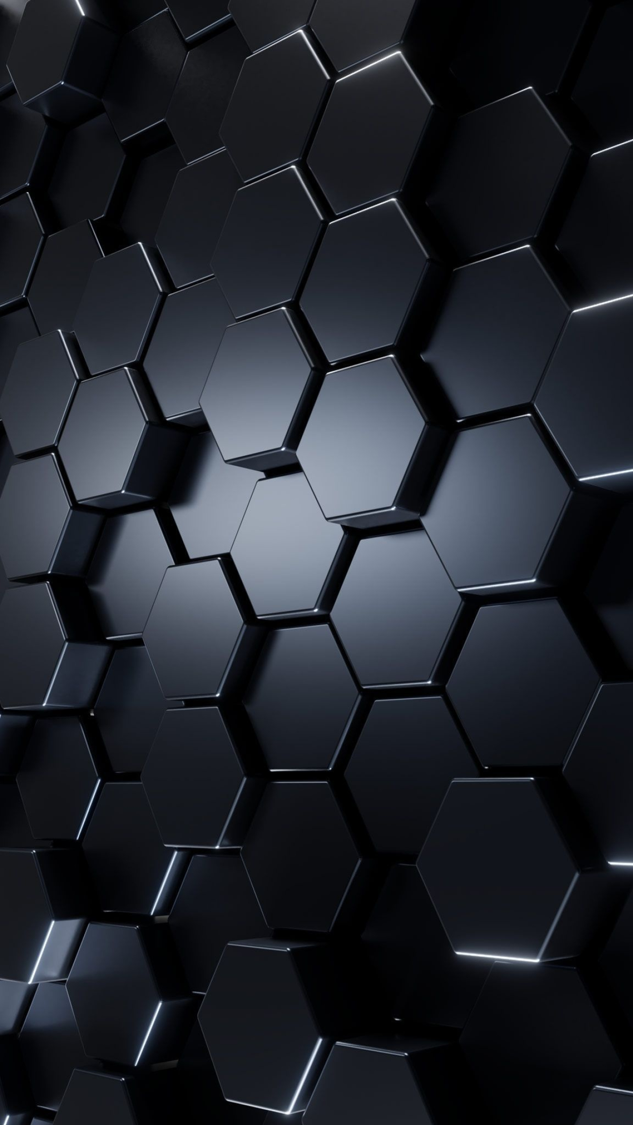 Amoled wallpaper, Blue hexagon design, Dark background, Hexagon art, 1280x2280 HD Handy