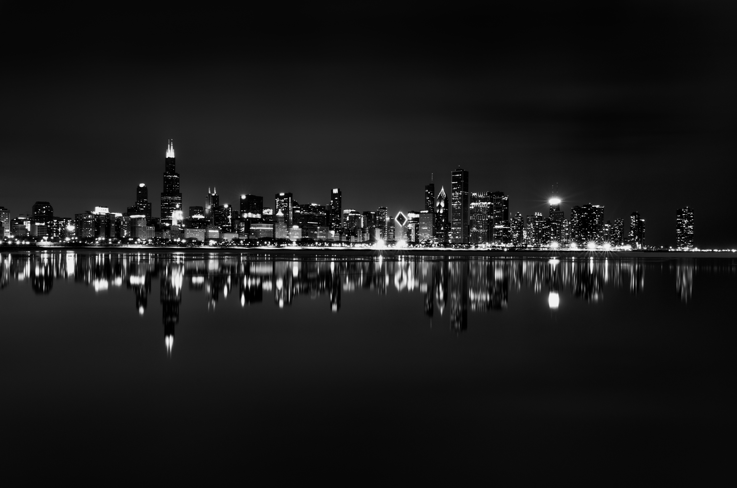 Black and White Chicago skyline, High resolution Chicago skyline wallpaper, 2400x1590 HD Desktop