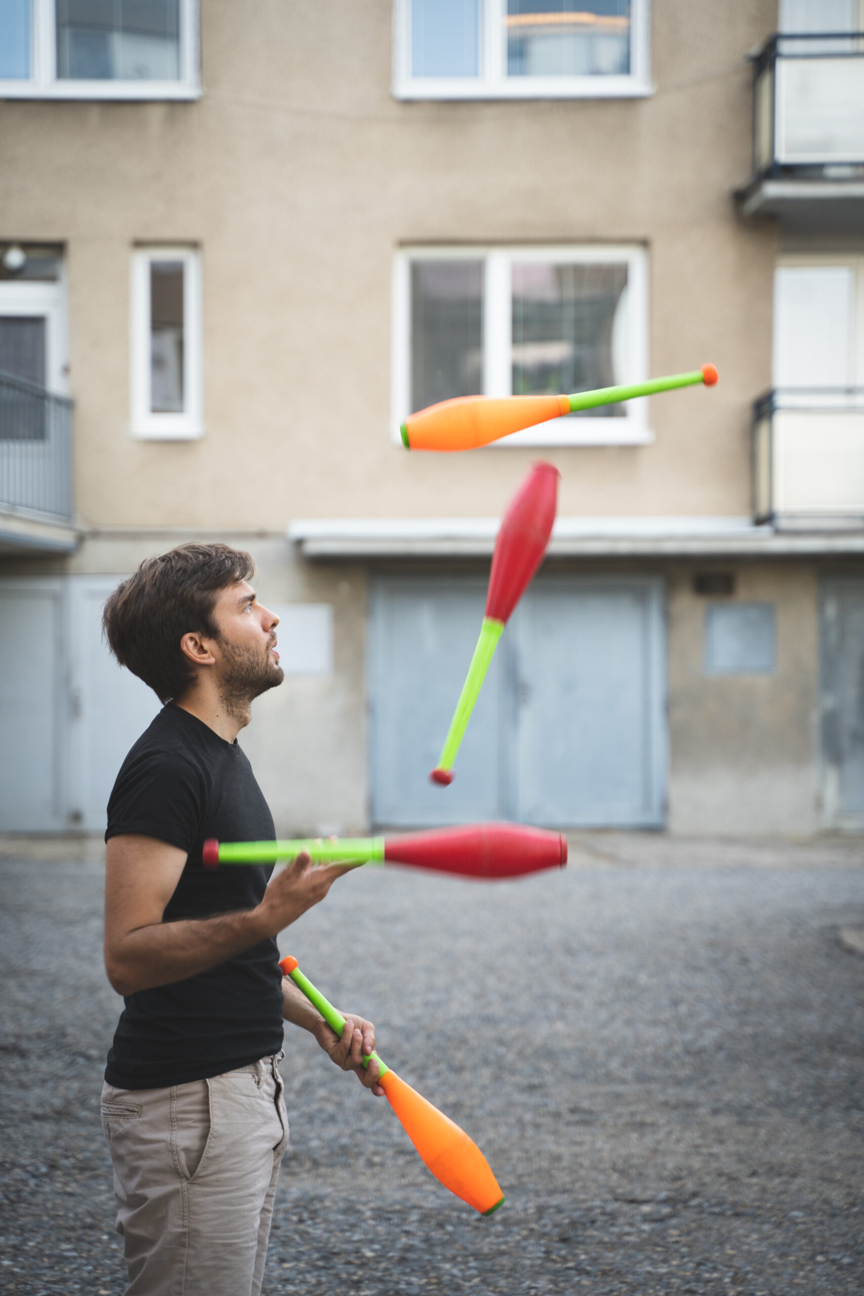 Juggling: Toss juggling, The most popular form of the recreational artistic activity. 1710x2560 HD Background.