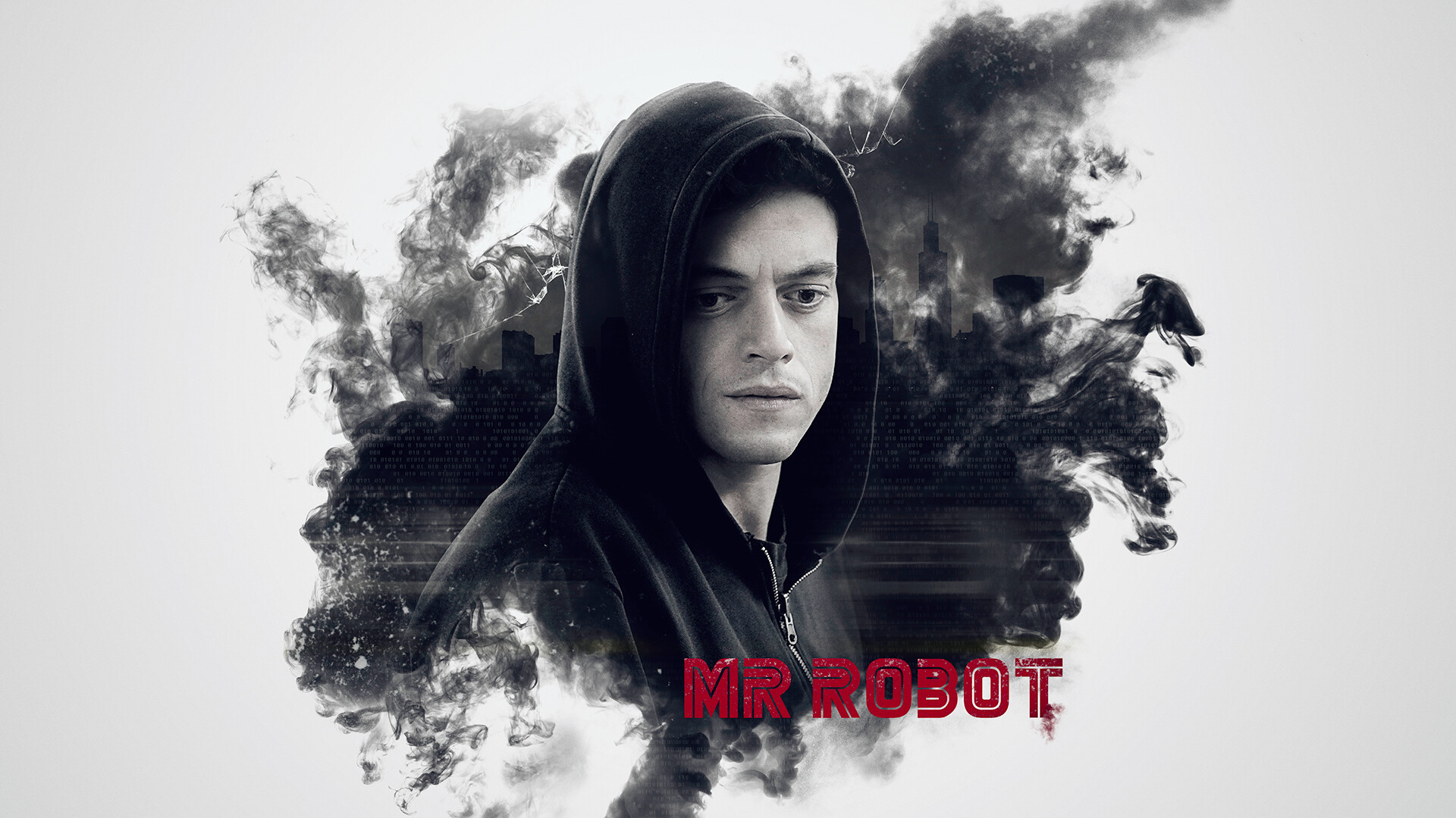Mr. Robot: TV series starring Rami Malek and Christian Slater, premiered on June 24, 2015. 1920x1080 Full HD Background.