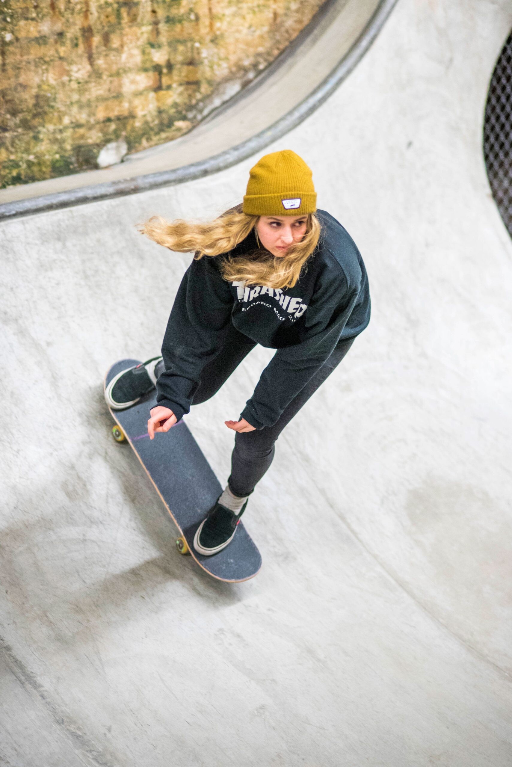 Girl Skateboarding: Skater, Riding in a designated skating area, Location for making tricks, Ramps. 1710x2560 HD Wallpaper.