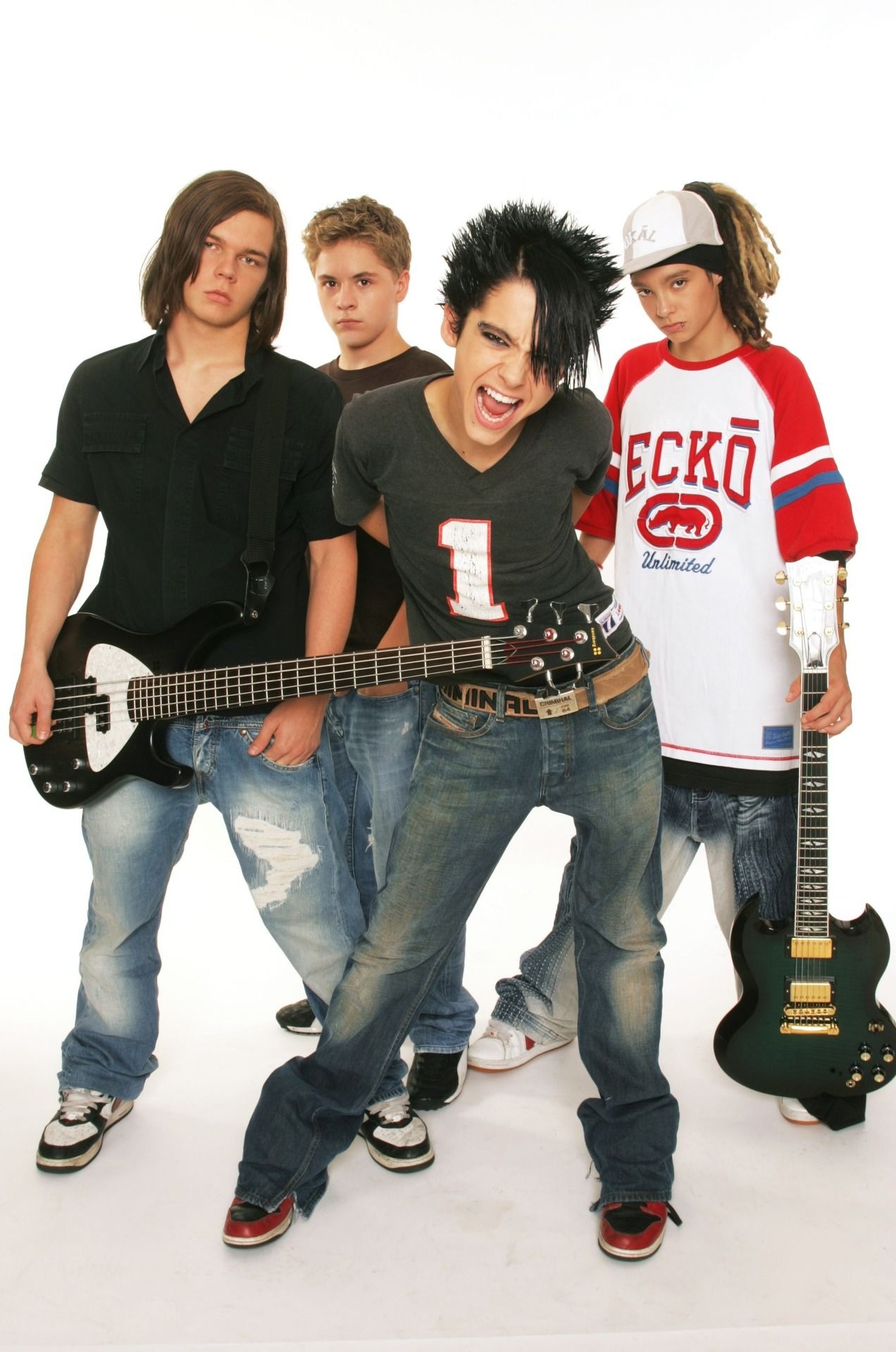 Tokio Hotel: Founding members: Bill Kaulitz, guitarist Tom Kaulitz, drummer Gustav Schäfer, and bassist Georg Listing. 1280x1920 HD Wallpaper.