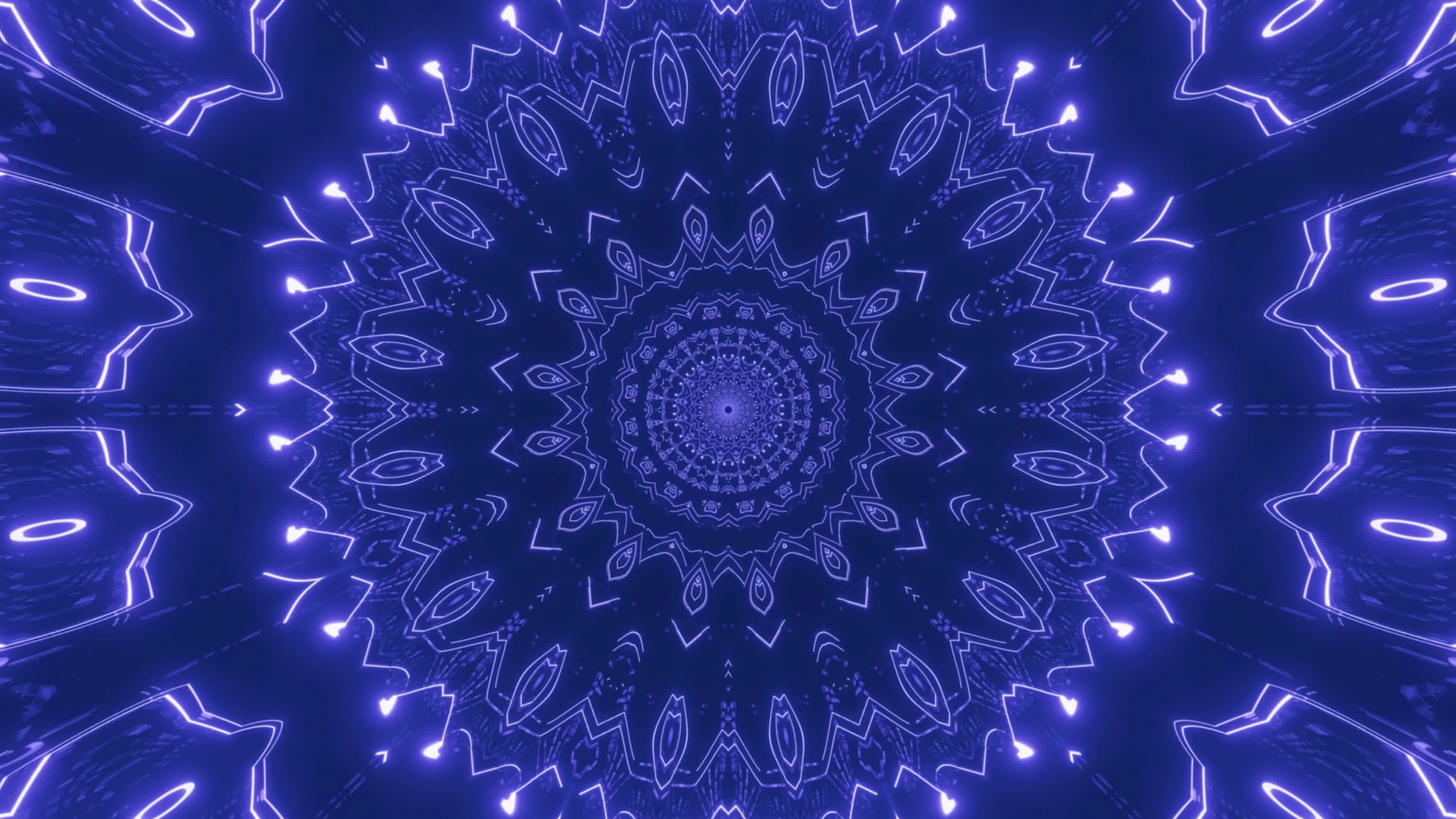 Neon blue, Mandala Wallpaper, 3840x2160 4K Desktop