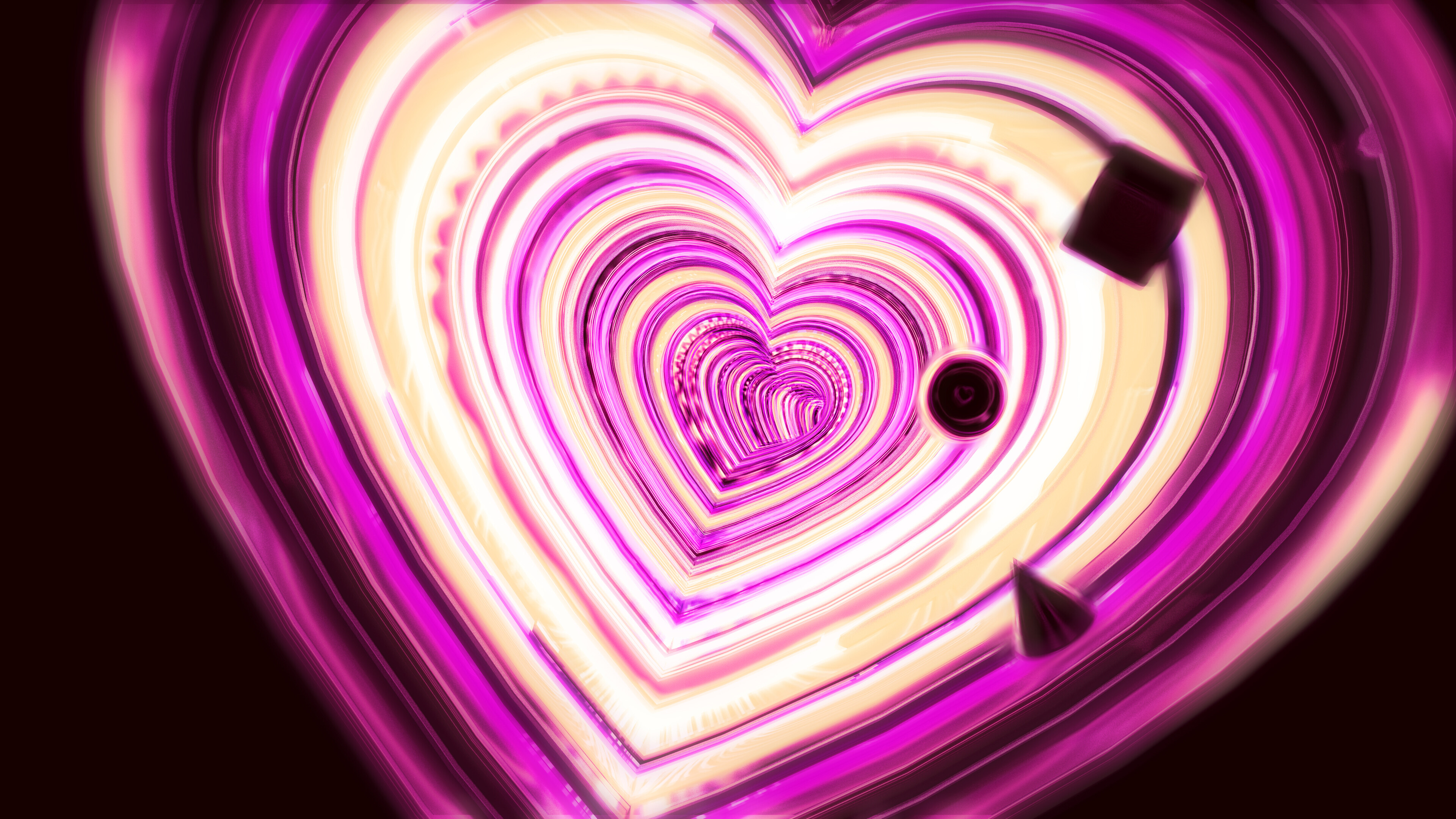 Heart: A sign of affection, Neon, Chocolate. 3840x2160 4K Wallpaper.
