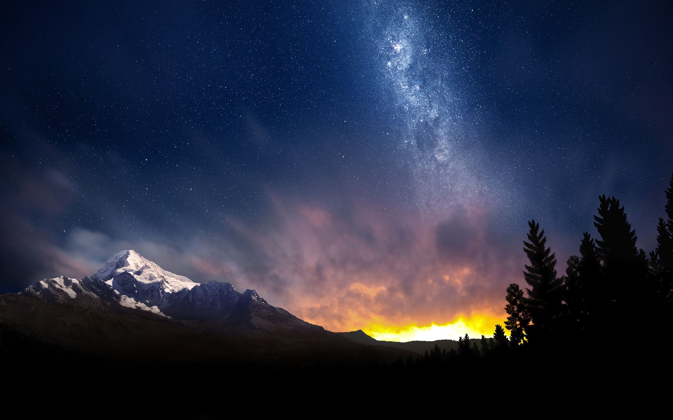 Night sky, Swiss night sky, Celestial beauty, Mesmerizing view, 2560x1600 HD Desktop
