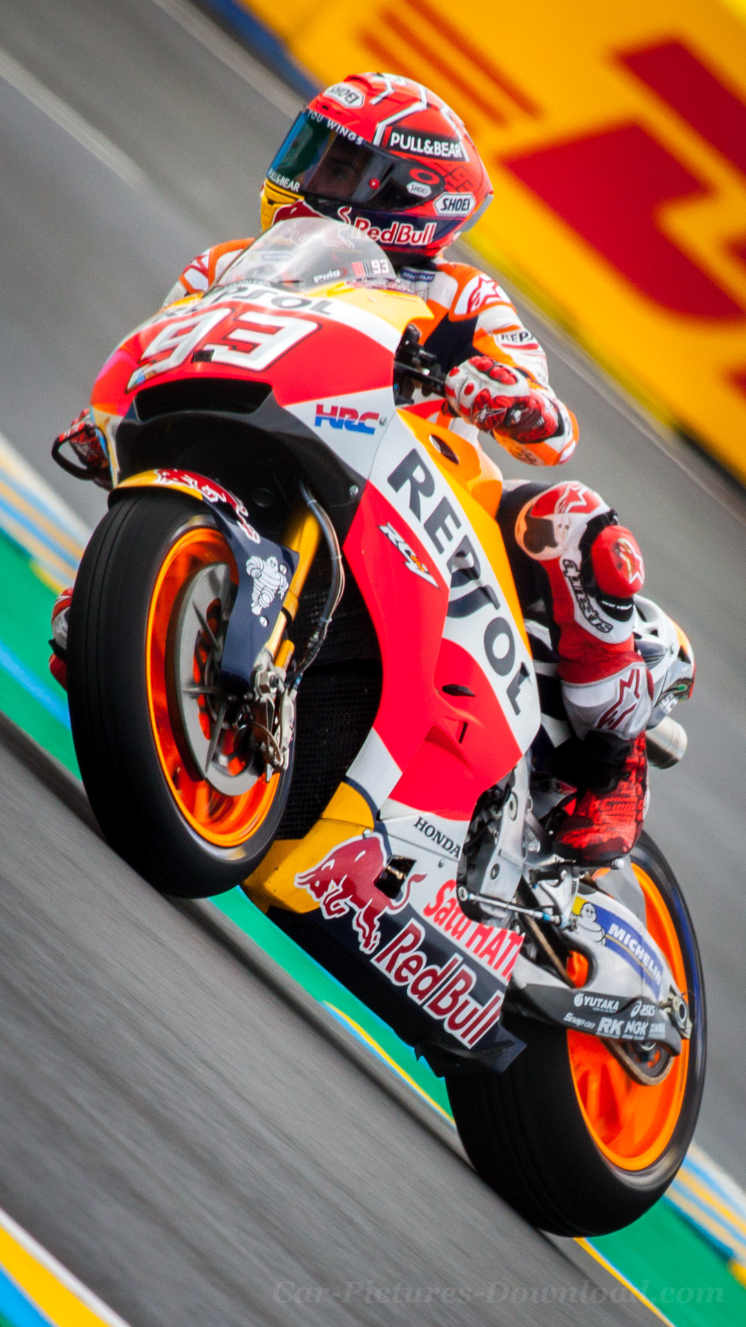 Motorcycle Racing: Marc Marquez, Spanish Professional Grand Prix Motorcycle Road Racer, Honda's Factory Team, Since 2013. 1080x1920 Full HD Wallpaper.