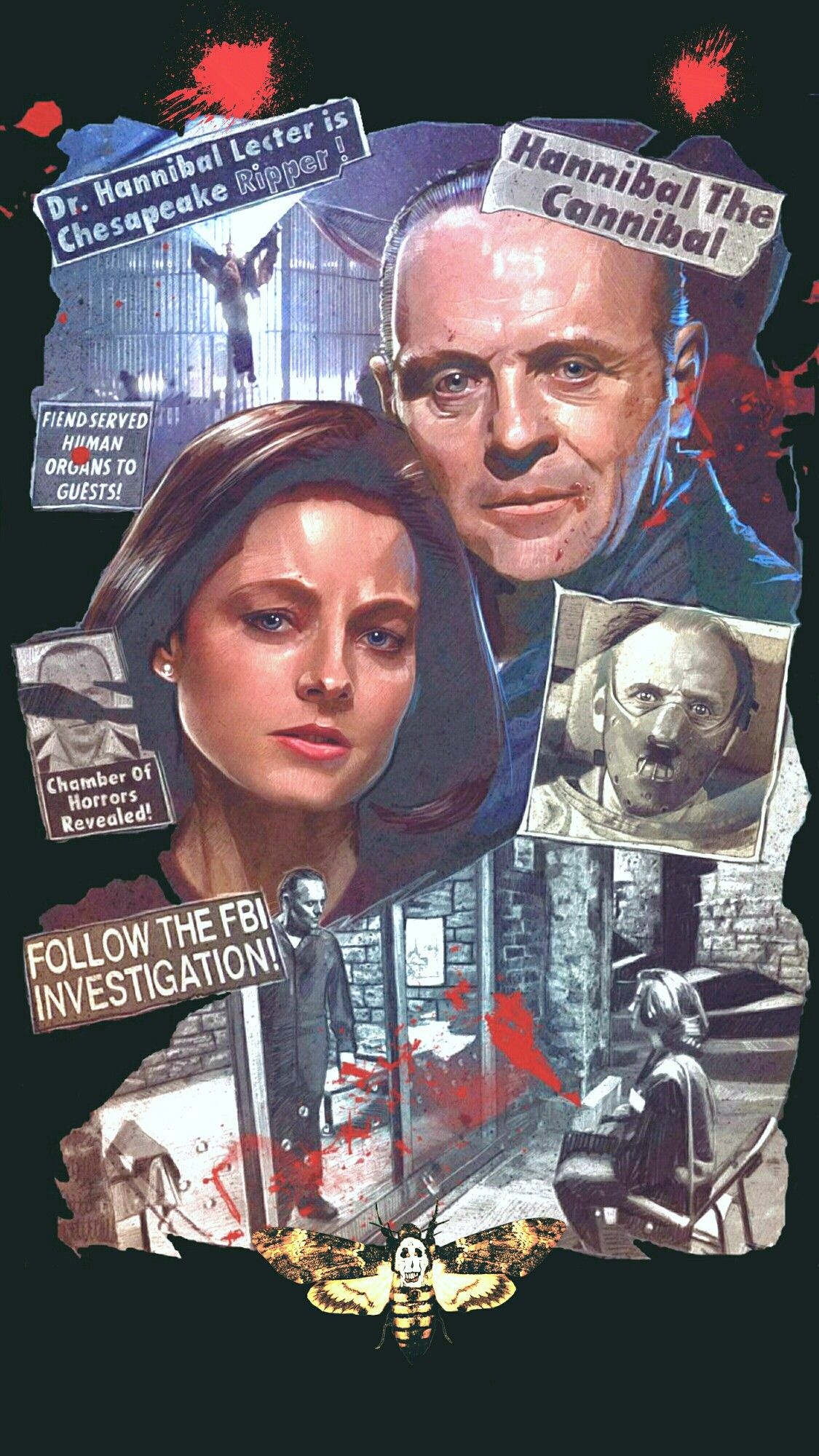Silence of the Lambs, Phone wallpaper, Horror movie art, Chilling cinema masterpiece, 1130x2000 HD Phone