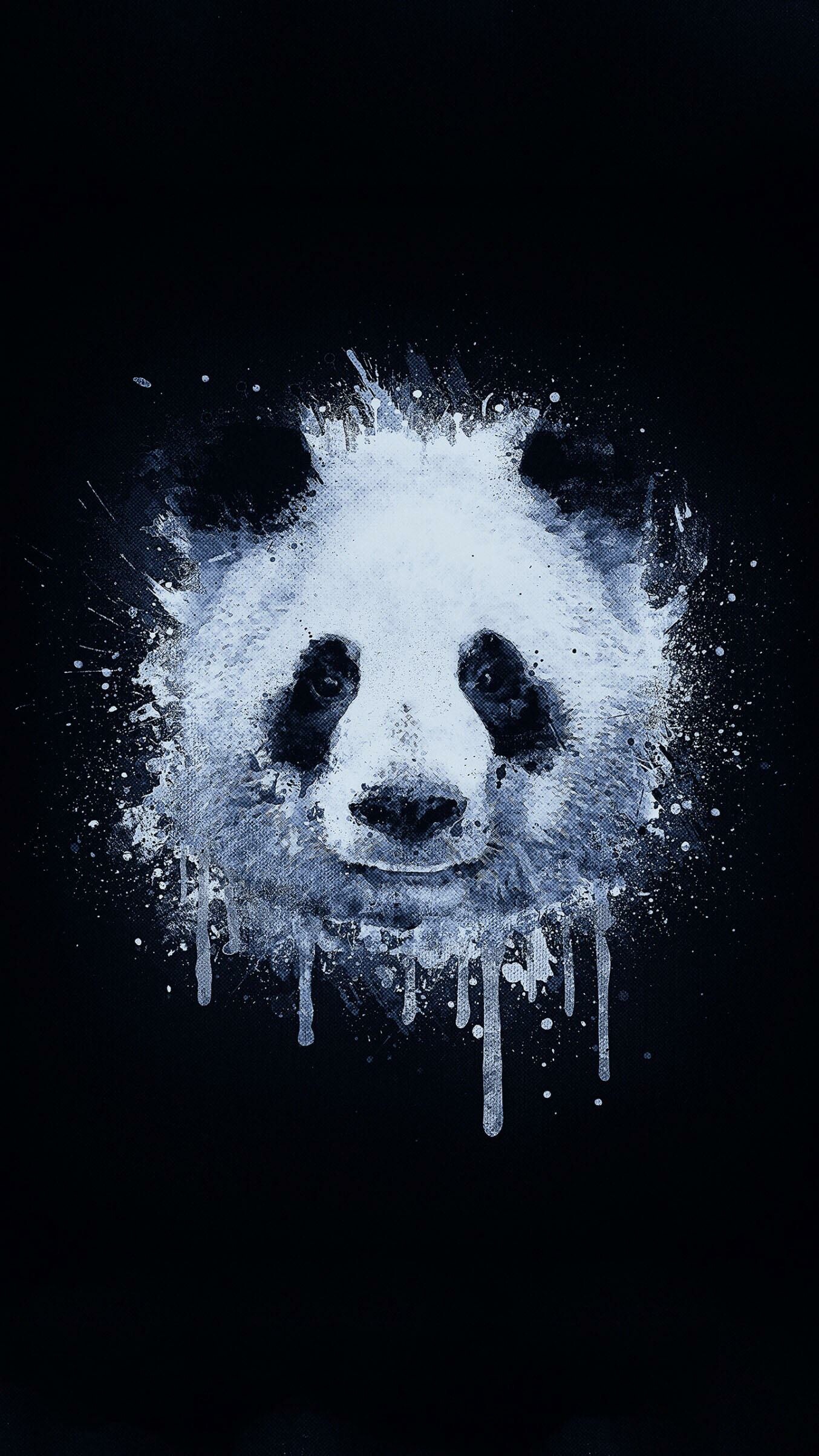 Panda: Bear, Minimalistic, Black and white. 1360x2410 HD Wallpaper.