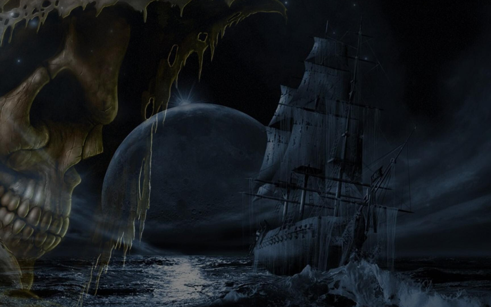 Ghost Ship: A vessel that is said to be cursed and doomed to sail the seas forever. 1920x1200 HD Wallpaper.