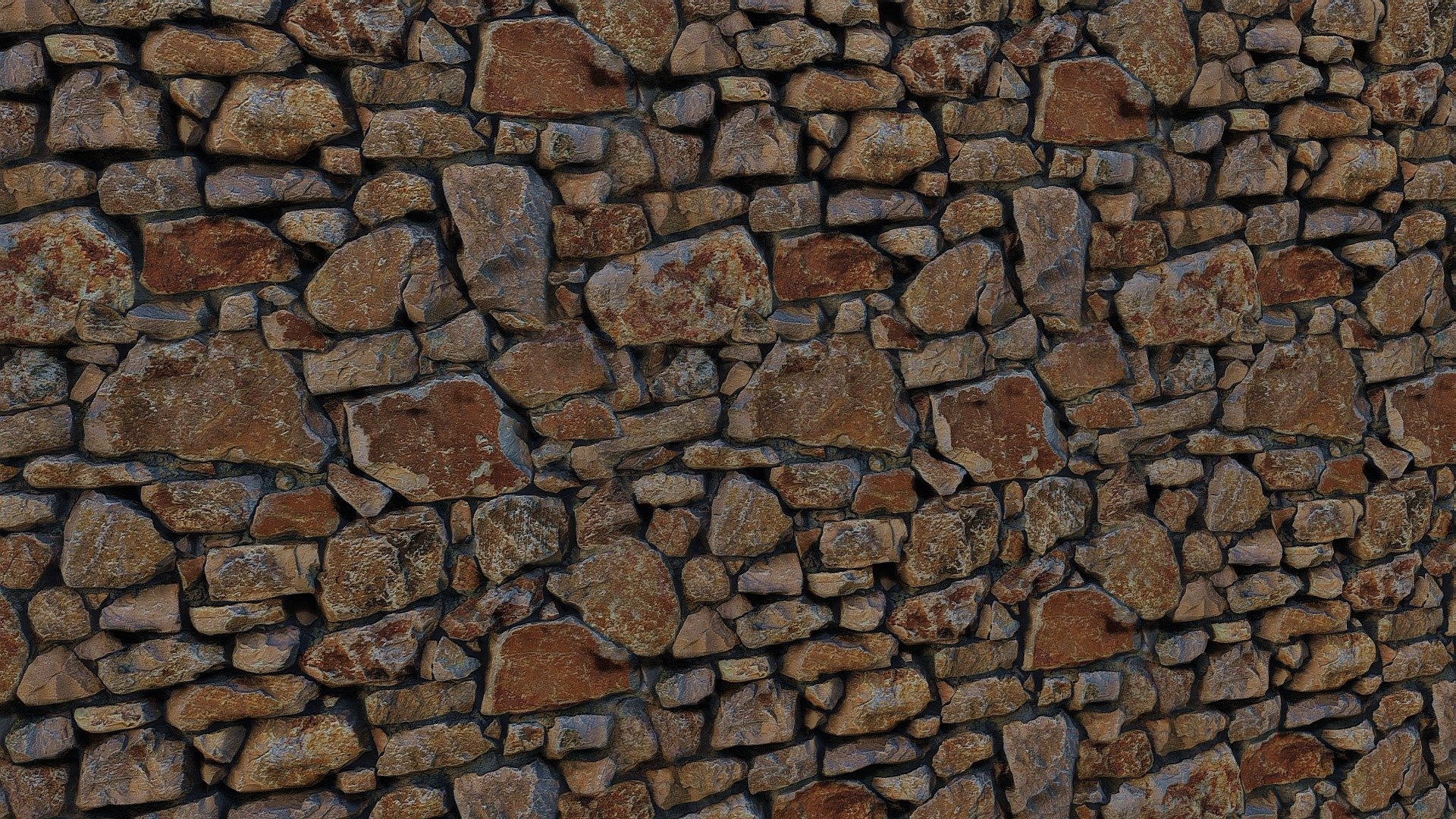 Stone Wall, Seamless texture, Download free 3D model, 1920x1080 Full HD Desktop