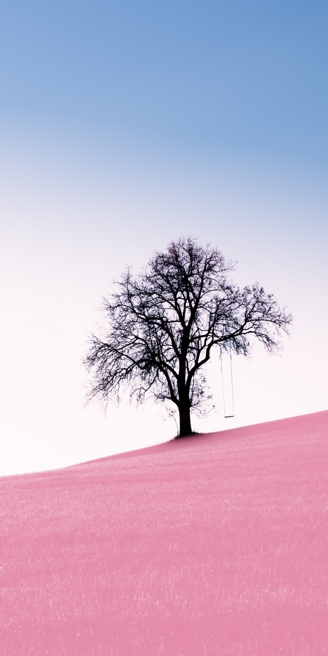 Solitude tree wallpaper, Clear sky beauty, Pink sand desert, Surreal landscapes, 1080x2160 HD Phone