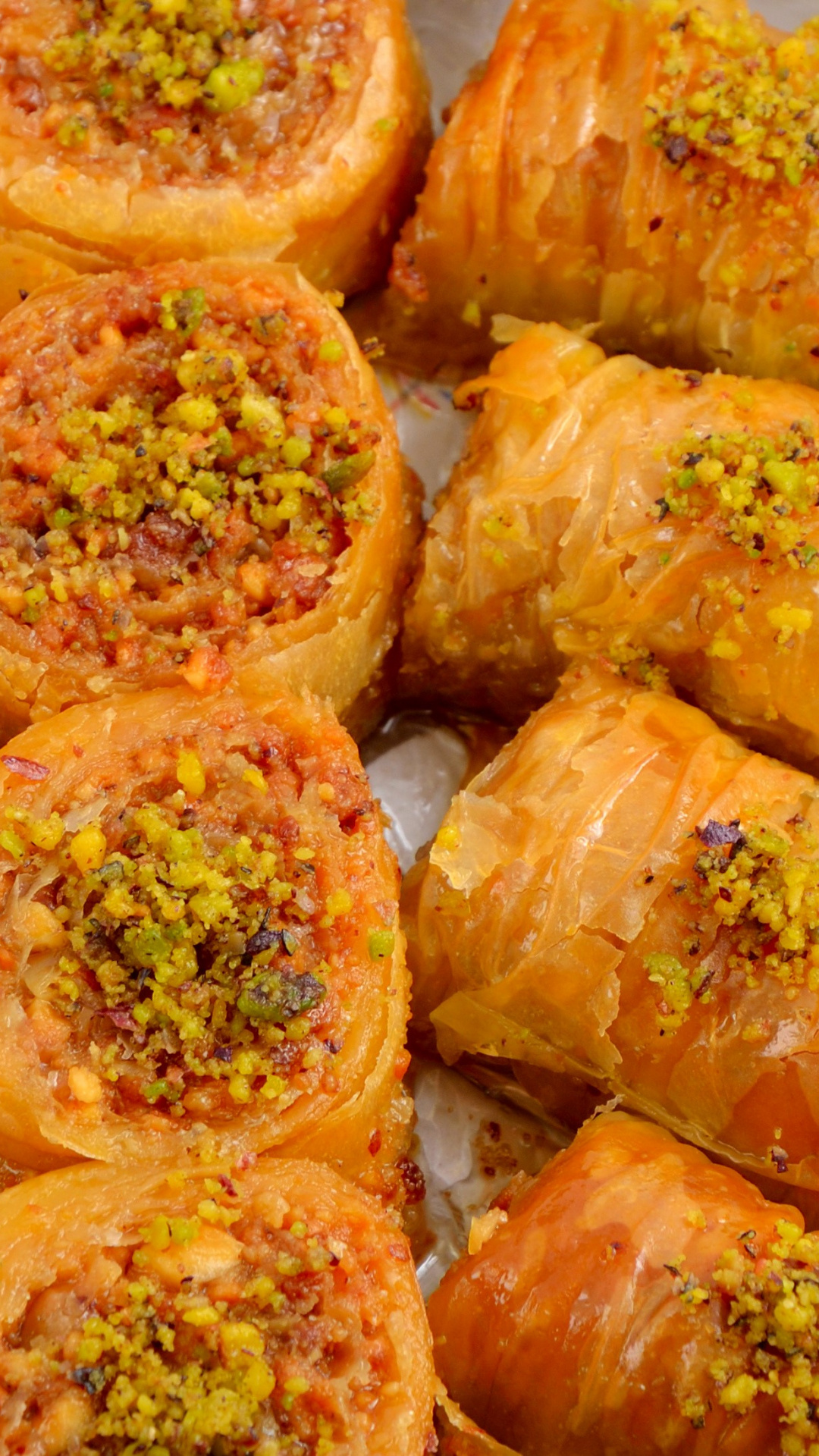 Baklava: The number of layers ranges from 20 to 40 layers. 1080x1920 Full HD Background.