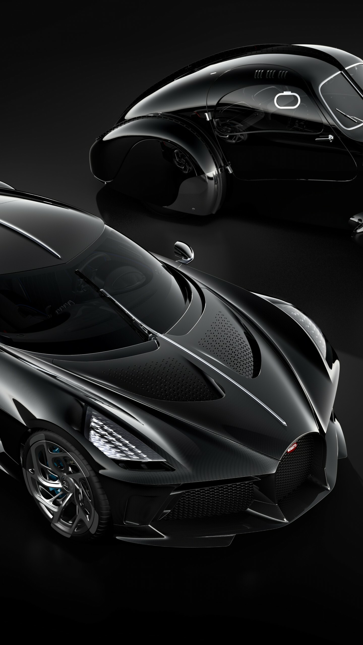 Bugatti La Voiture Noire: The car was unveiled at the Geneva Motor Show 2019, 2019 Cars, Supercar. 1440x2560 HD Background.