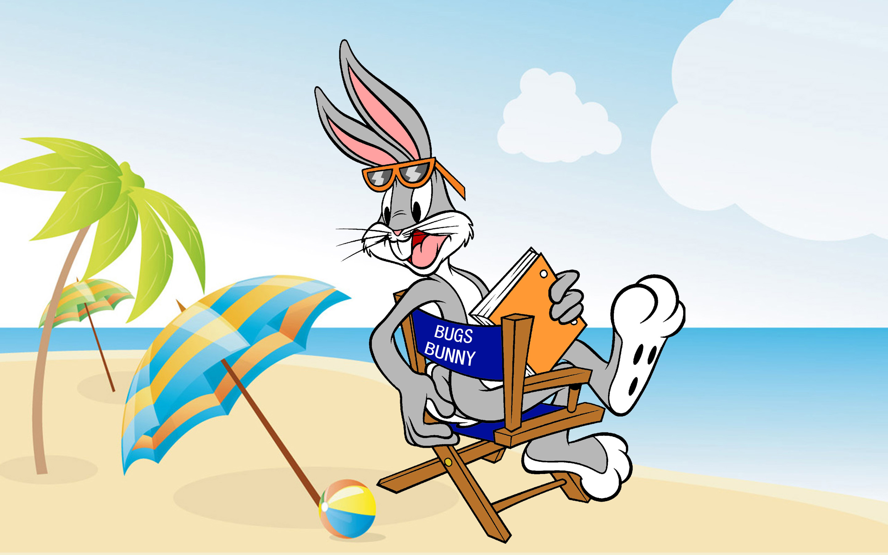 Bugs Bunny, Looney Tunes, Beach, HD Wallpaper, 2880x1800 HD Desktop