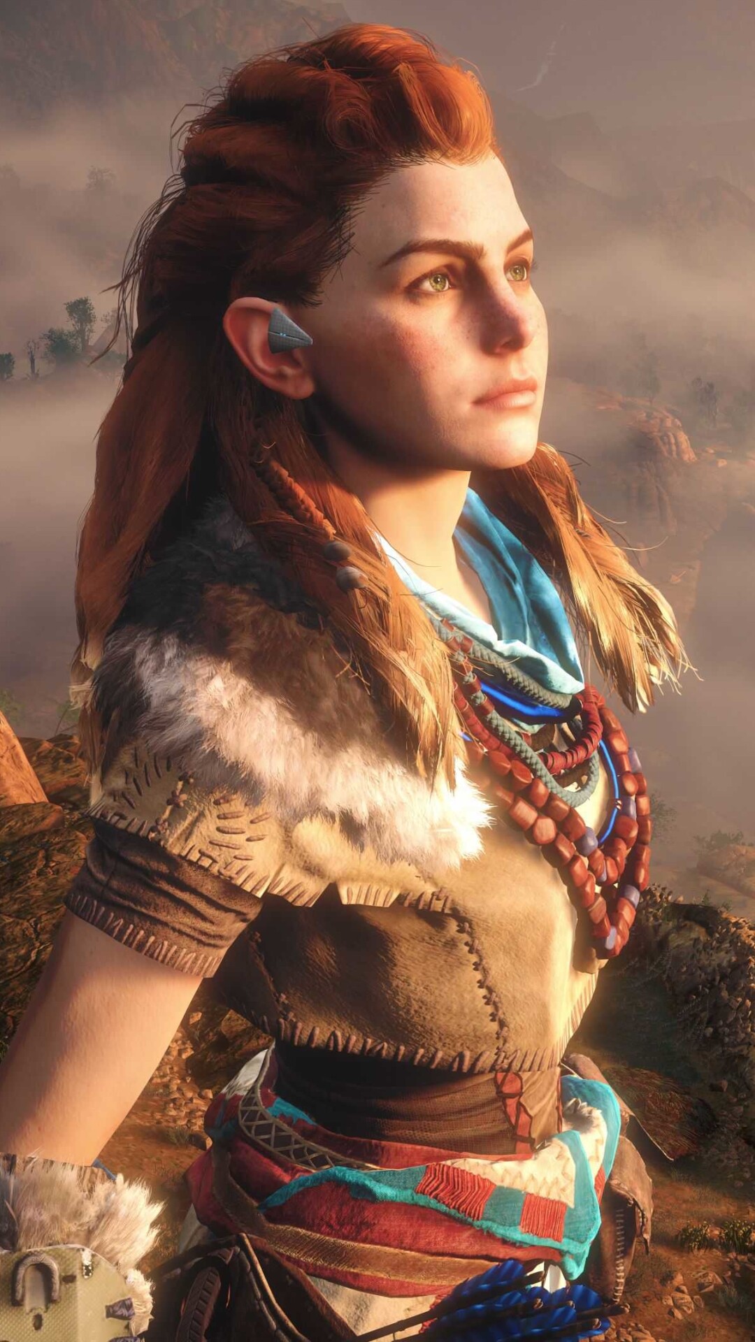 Horizon Zero Dawn: Players take control of Aloy, a hunter who ventures through a post-apocalyptic land ruled by robotic creatures. 1080x1920 Full HD Background.