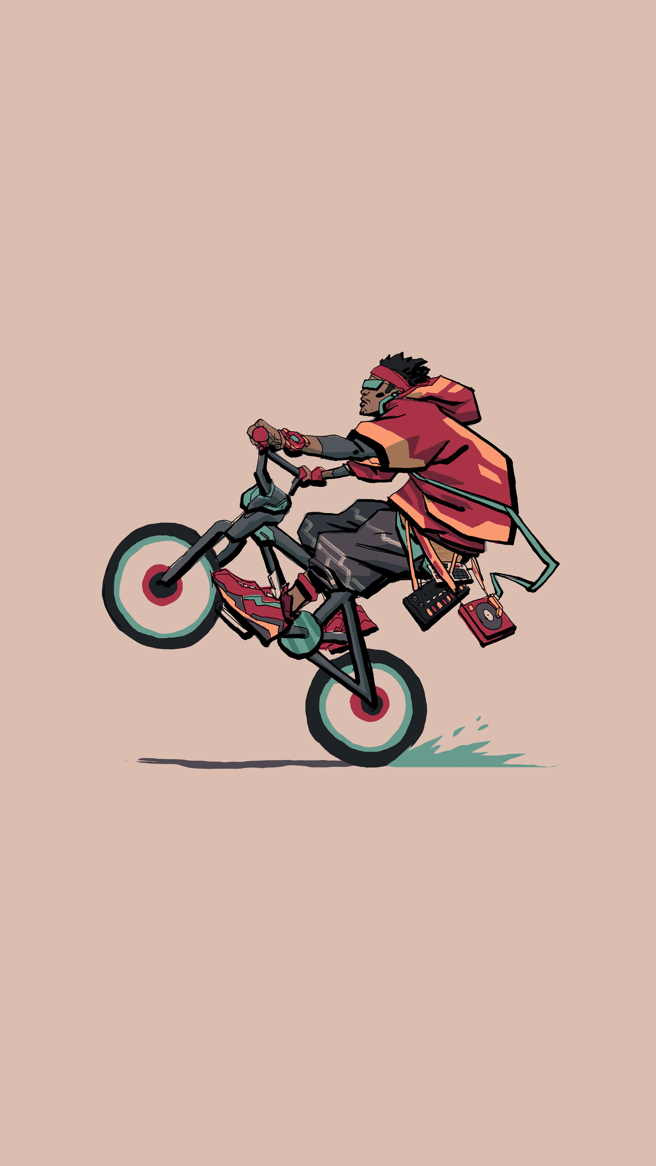 Stunt: Bicycle stuntman doing wheelstand, Fan art. 2160x3840 4K Wallpaper.
