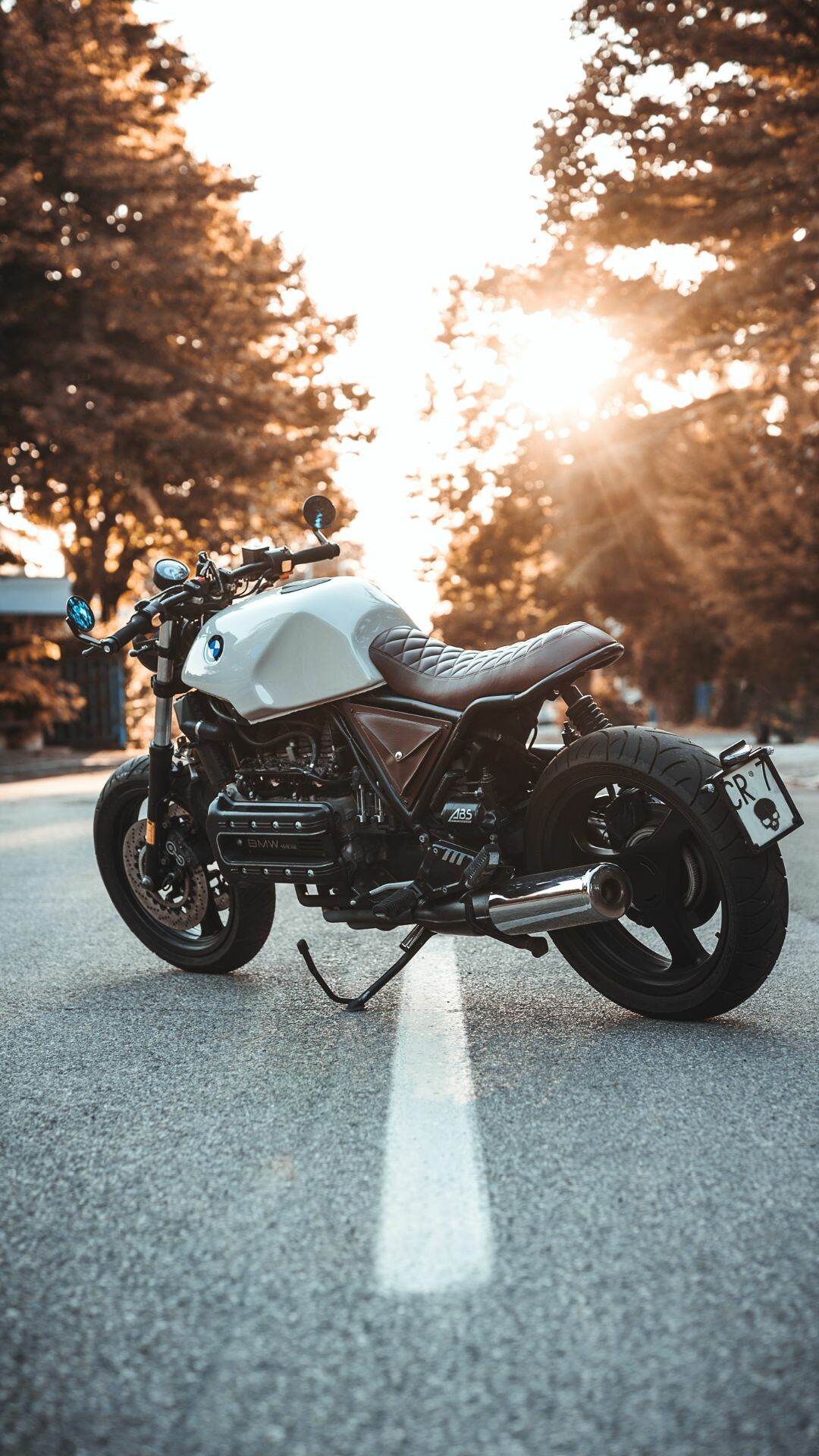 Bike: BMW K100RS cafe racer, Four-cylinder 987 cc motorcycle. 1080x1920 Full HD Background.