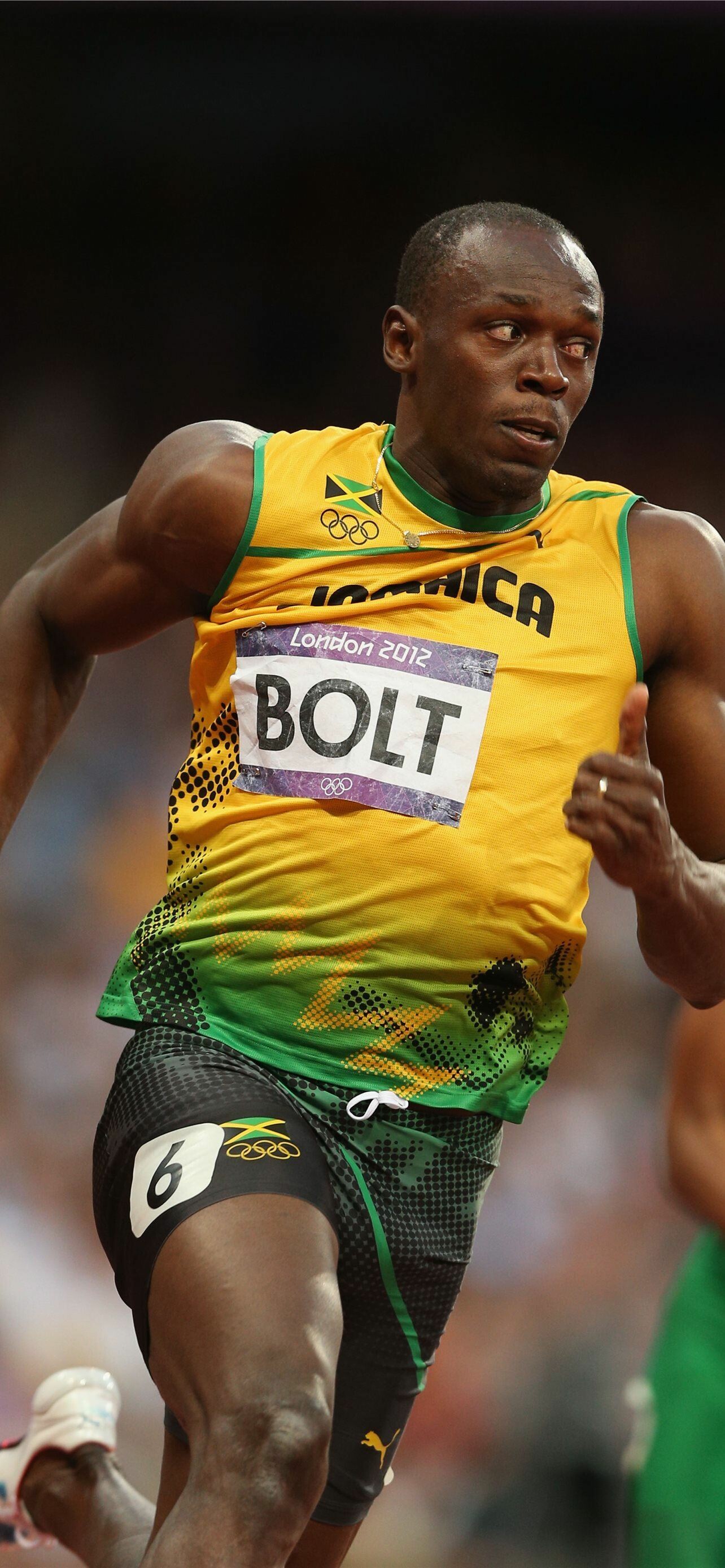 Usain Bolt: He improved his second 100 m world record of 9.69 with 9.58 seconds in 2009. 1290x2780 HD Wallpaper.