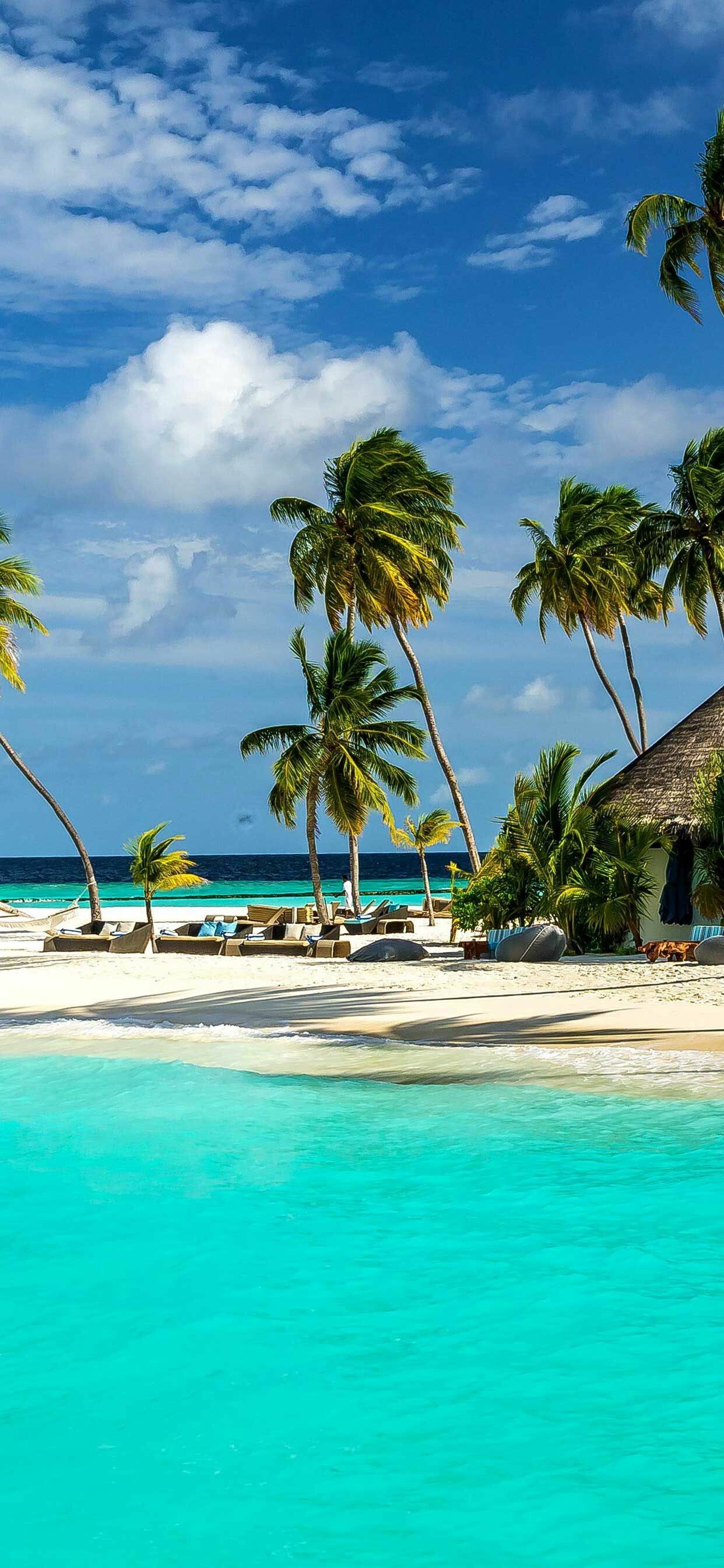Maldives: A double chain of twenty-six atolls, Chagos–Laccadive Ridge. 1250x2690 HD Background.