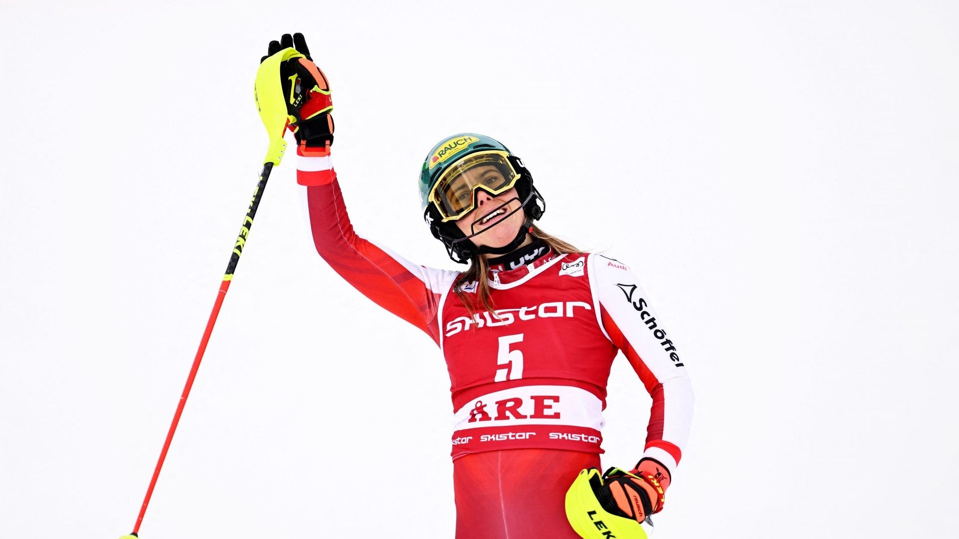 Katharina Liensberger, Alpine skiing triumph, Vlhova challenge, Podium upset, 1920x1080 Full HD Desktop