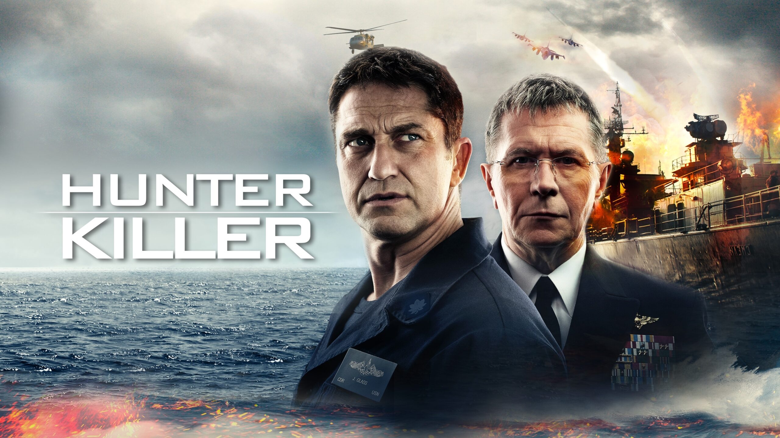 Hunter Killer movie, Jumpcut online review, Action-packed thriller, Edge-of-your-seat excitement, 2560x1440 HD Desktop