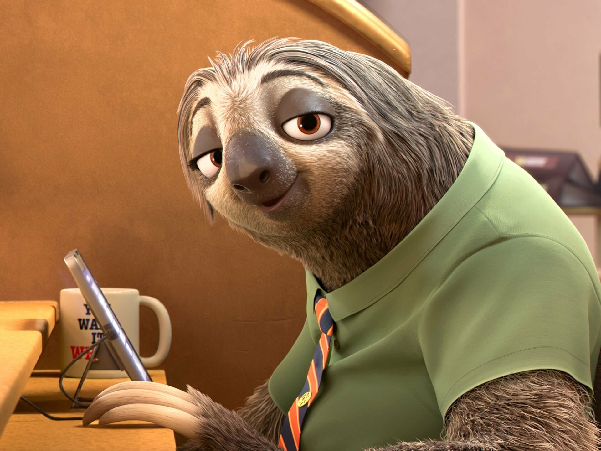 Zootopia: Raymond S. Persi as Flash, the "fastest" three-toed sloth in the DMV. 1920x1440 HD Background.