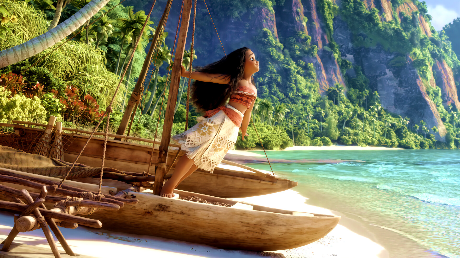 Moana: Disney's character, Lives on an island in the ancient South Pacific. 1920x1080 Full HD Background.