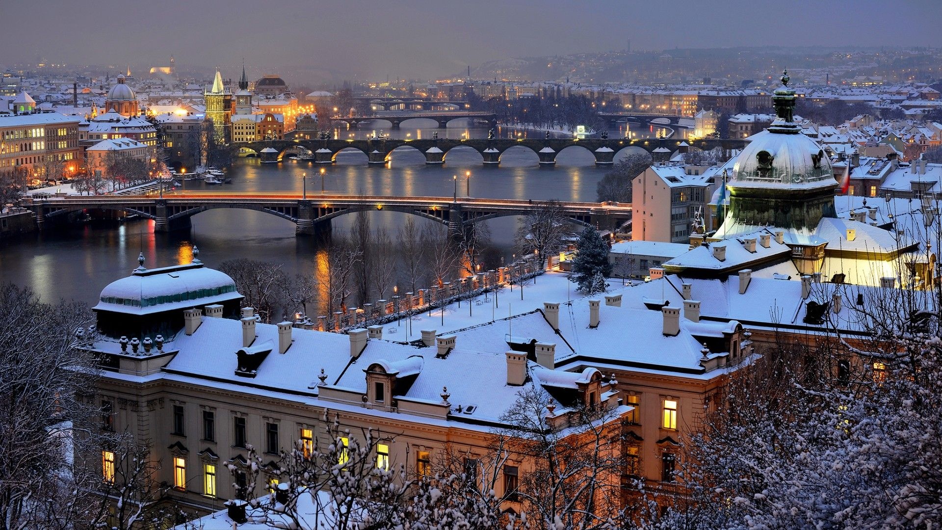 Prague: The city's historic center is a UNESCO World Heritage Site. 1920x1080 Full HD Background.