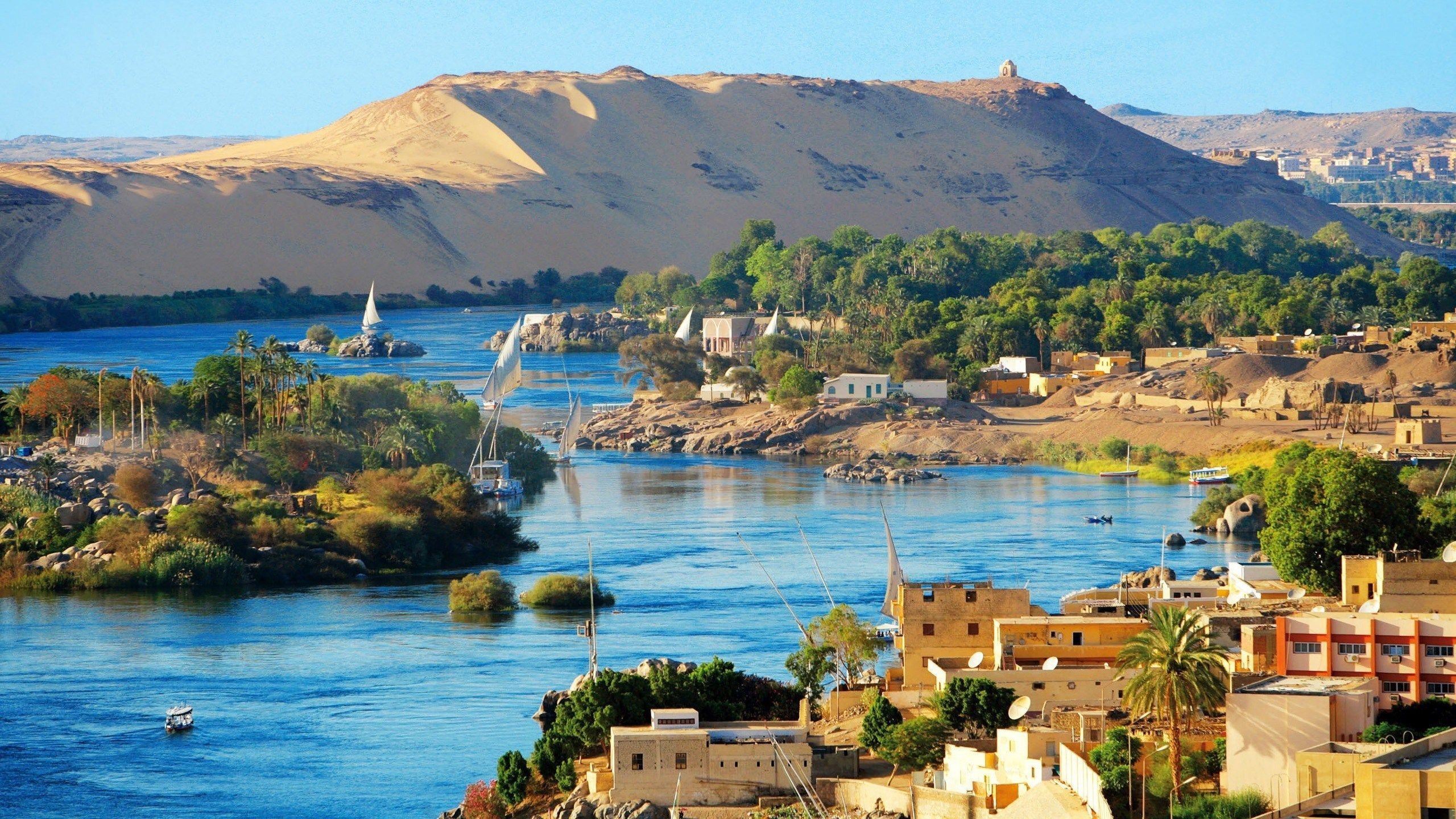 The Nile River, Iconic Egyptian landmark, Ancient wonders, Scenic beauty, 2560x1440 HD Desktop