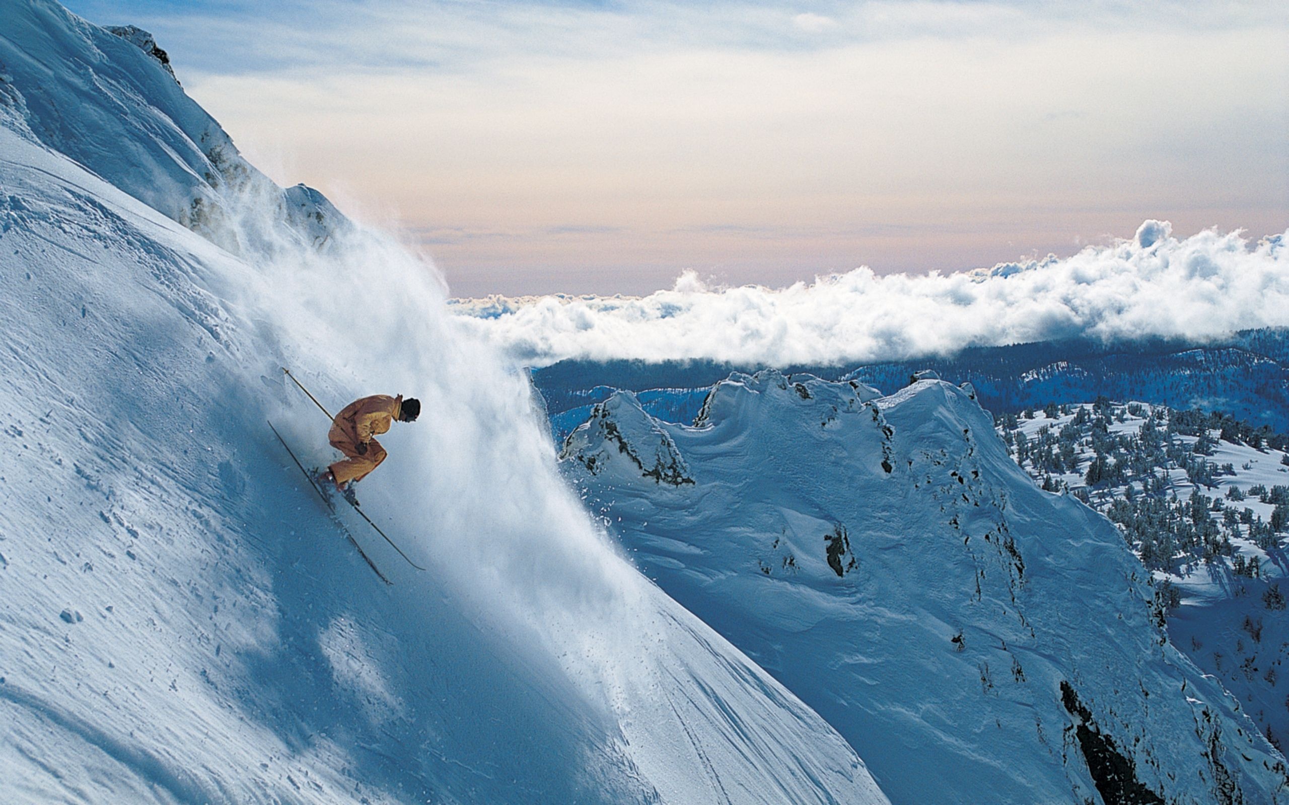 Alpine Skiing: Mountain, Snow adventure, Outdoors, Extreme winter sports, Gliding on a snow. 2560x1600 HD Wallpaper.